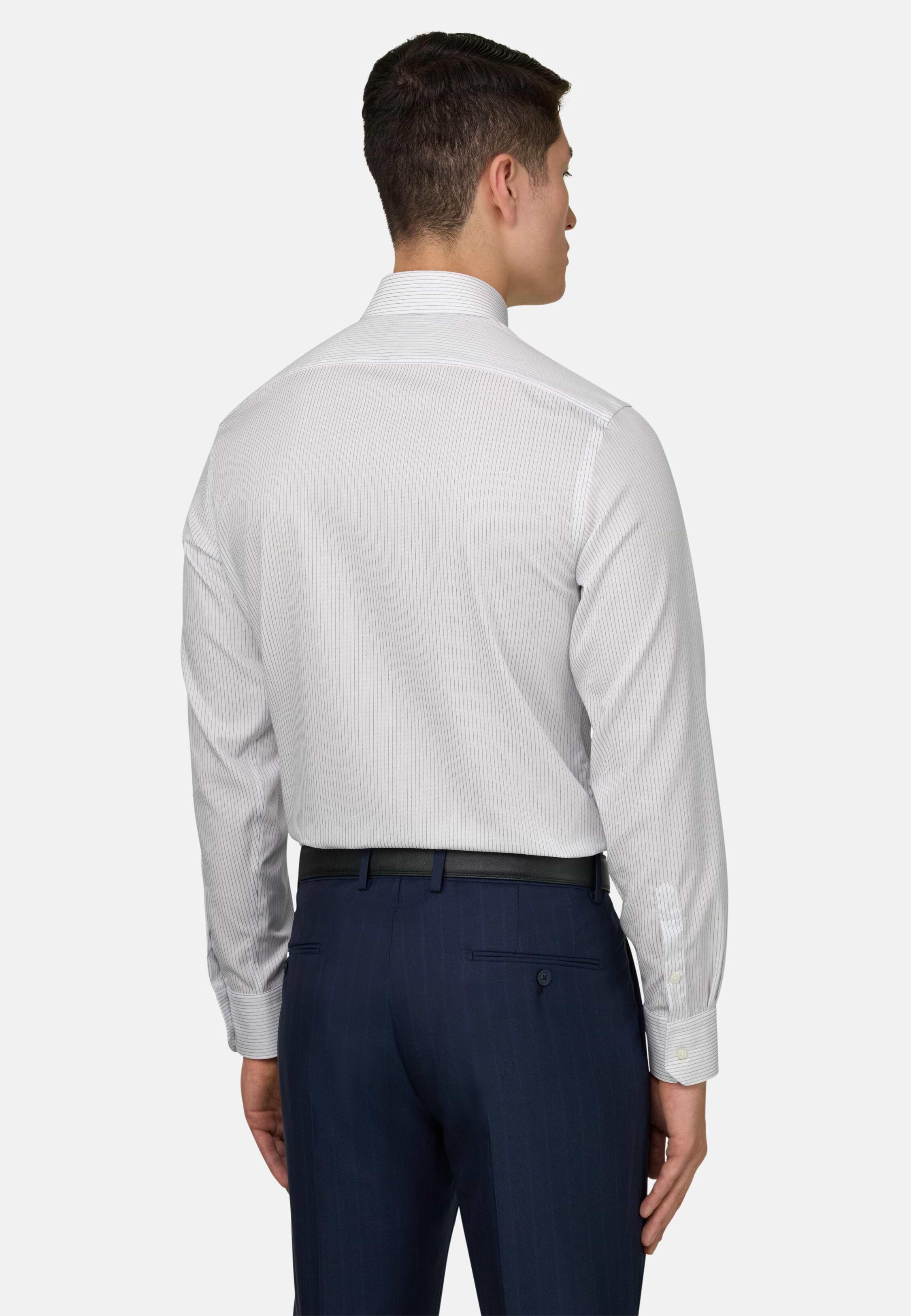 Slim Fit Striped Cotton Shirt Blue, Blue, large image number 4