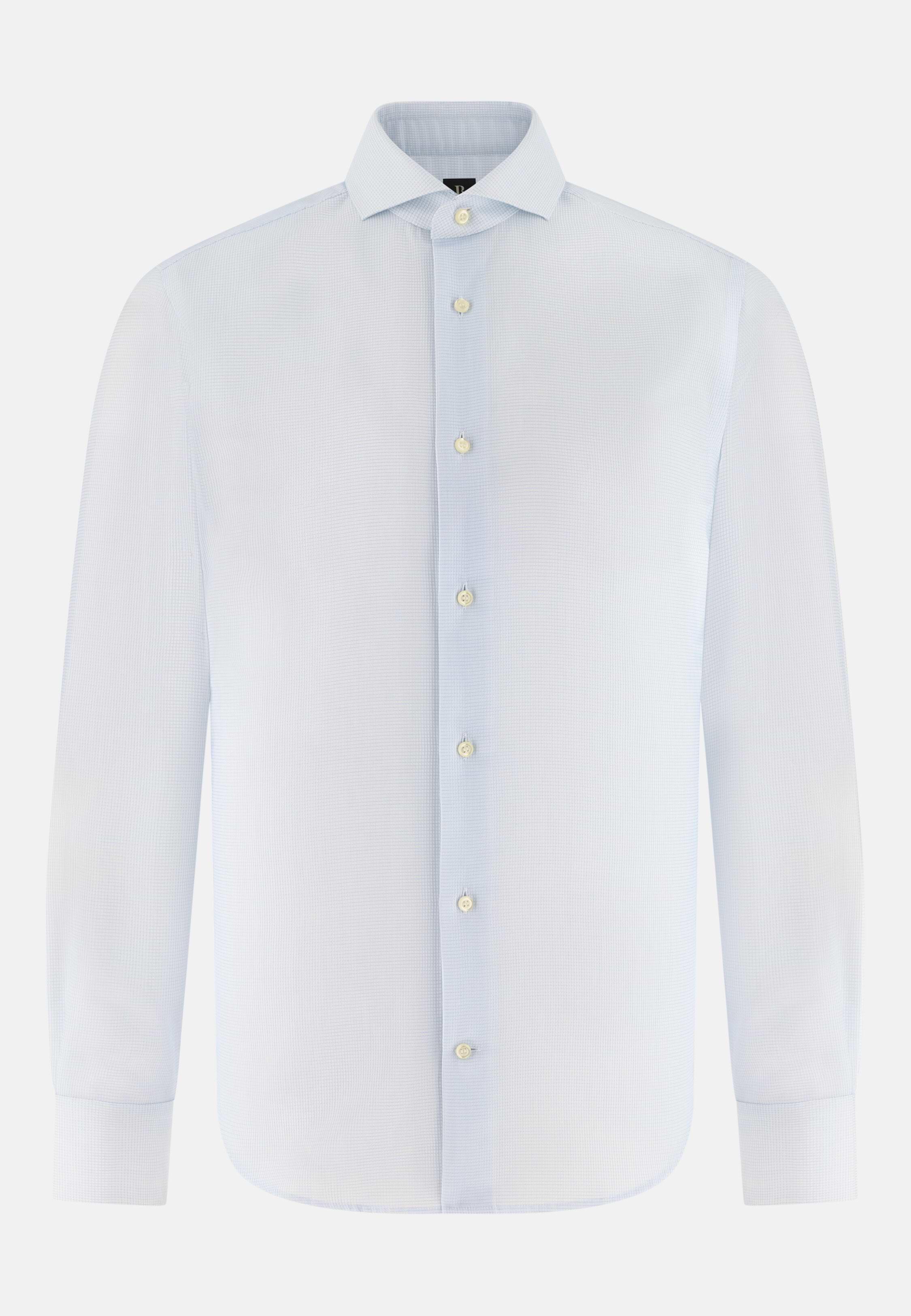 قميص قطن مربعات بقصة ضيقة أزرق, Light Blue, large image number 0