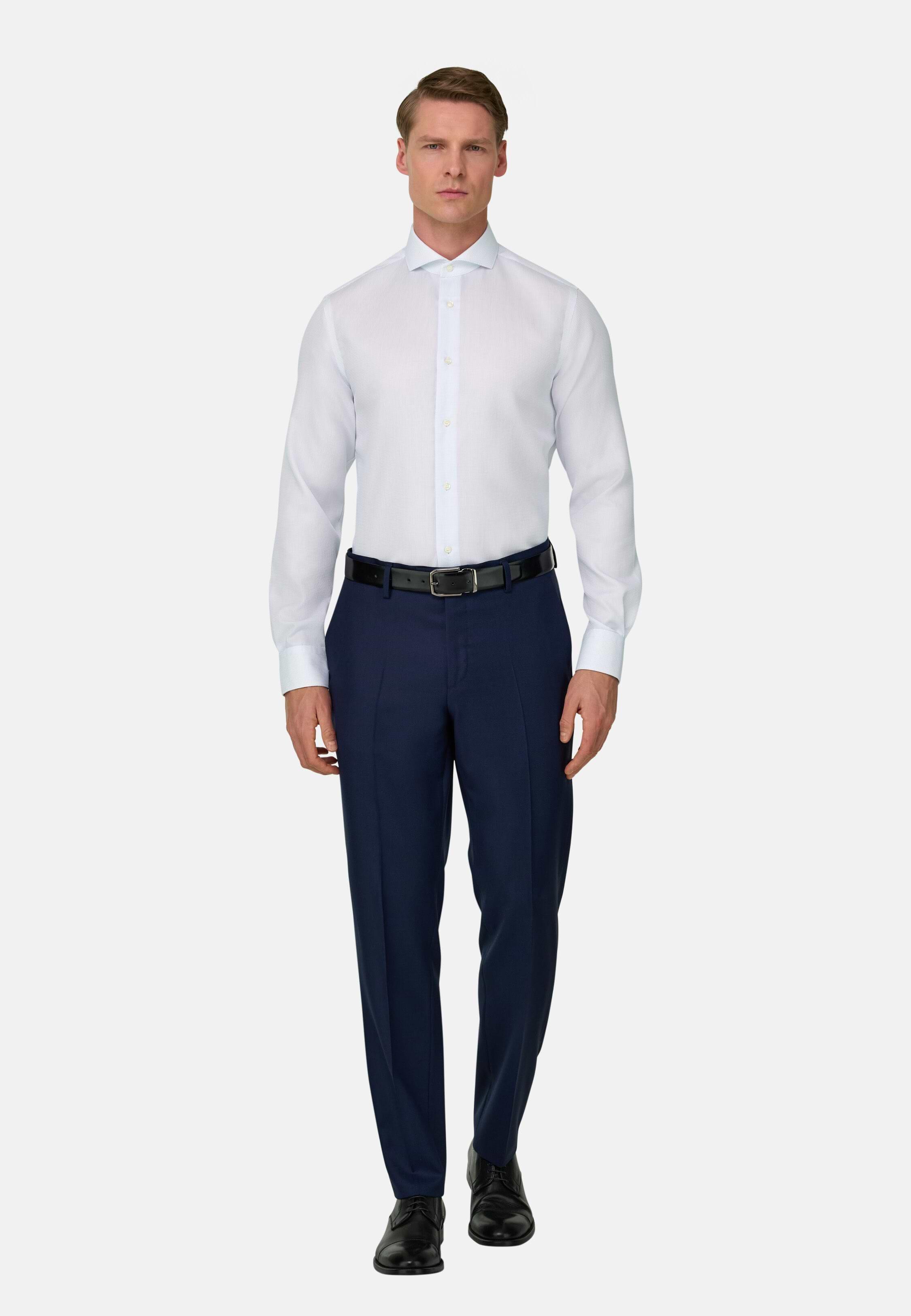 قميص قطن مربعات بقصة ضيقة أزرق, Light Blue, large image number 2