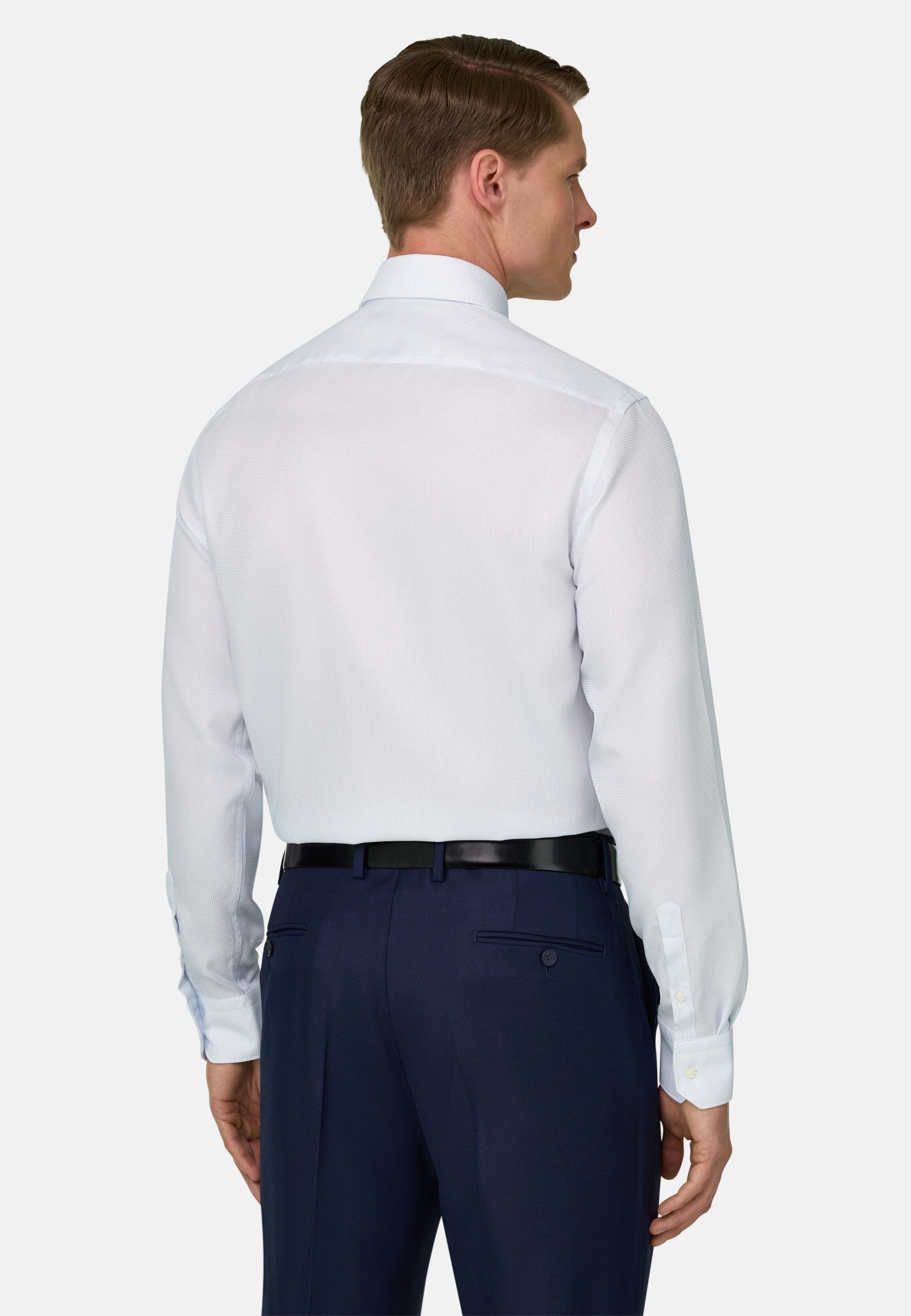 قميص قطن مربعات بقصة ضيقة أزرق, Light Blue, large image number 3
