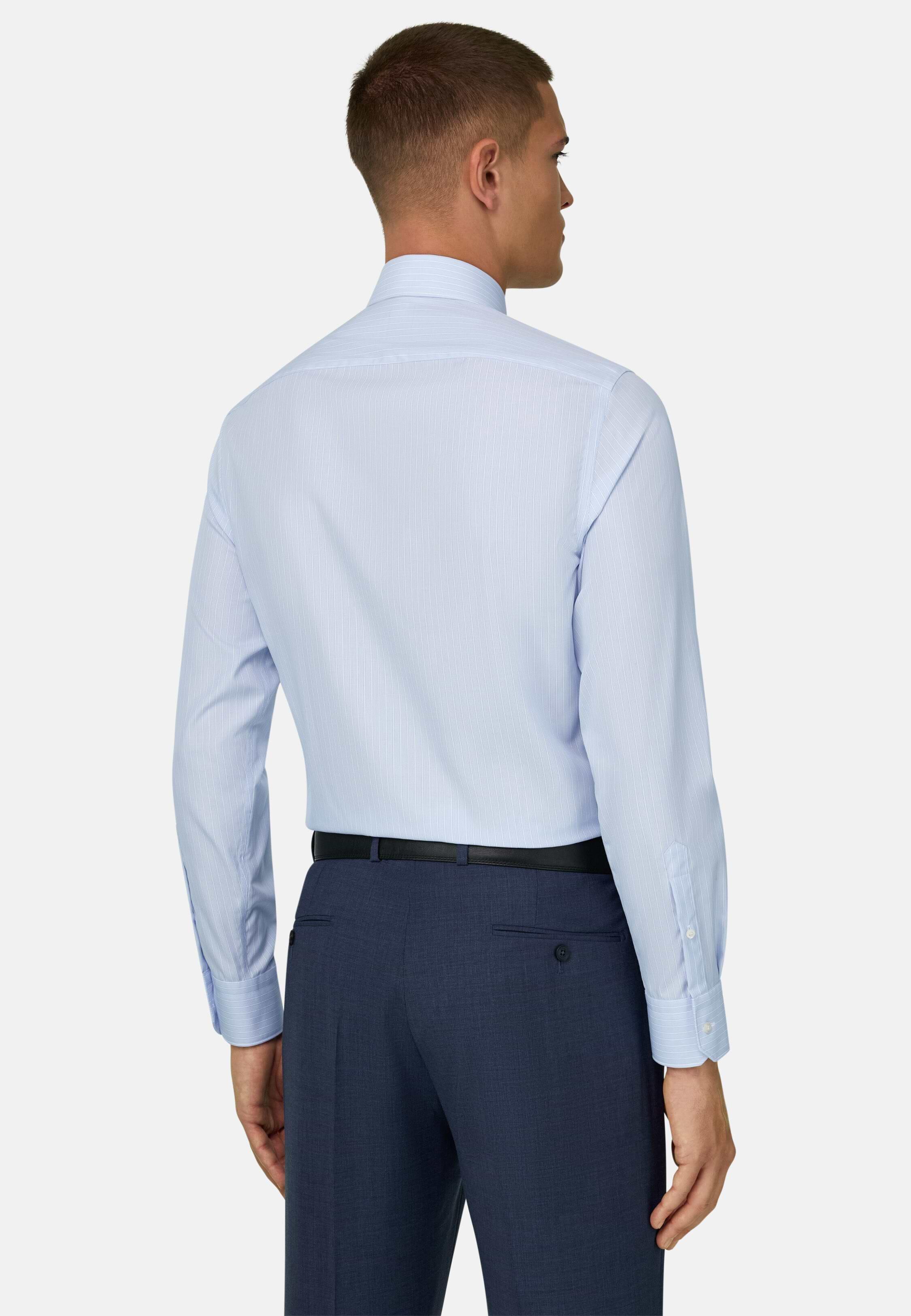 Slim Fit Striped Cotton Shirt Light Blue, 3901_LTBL, medium