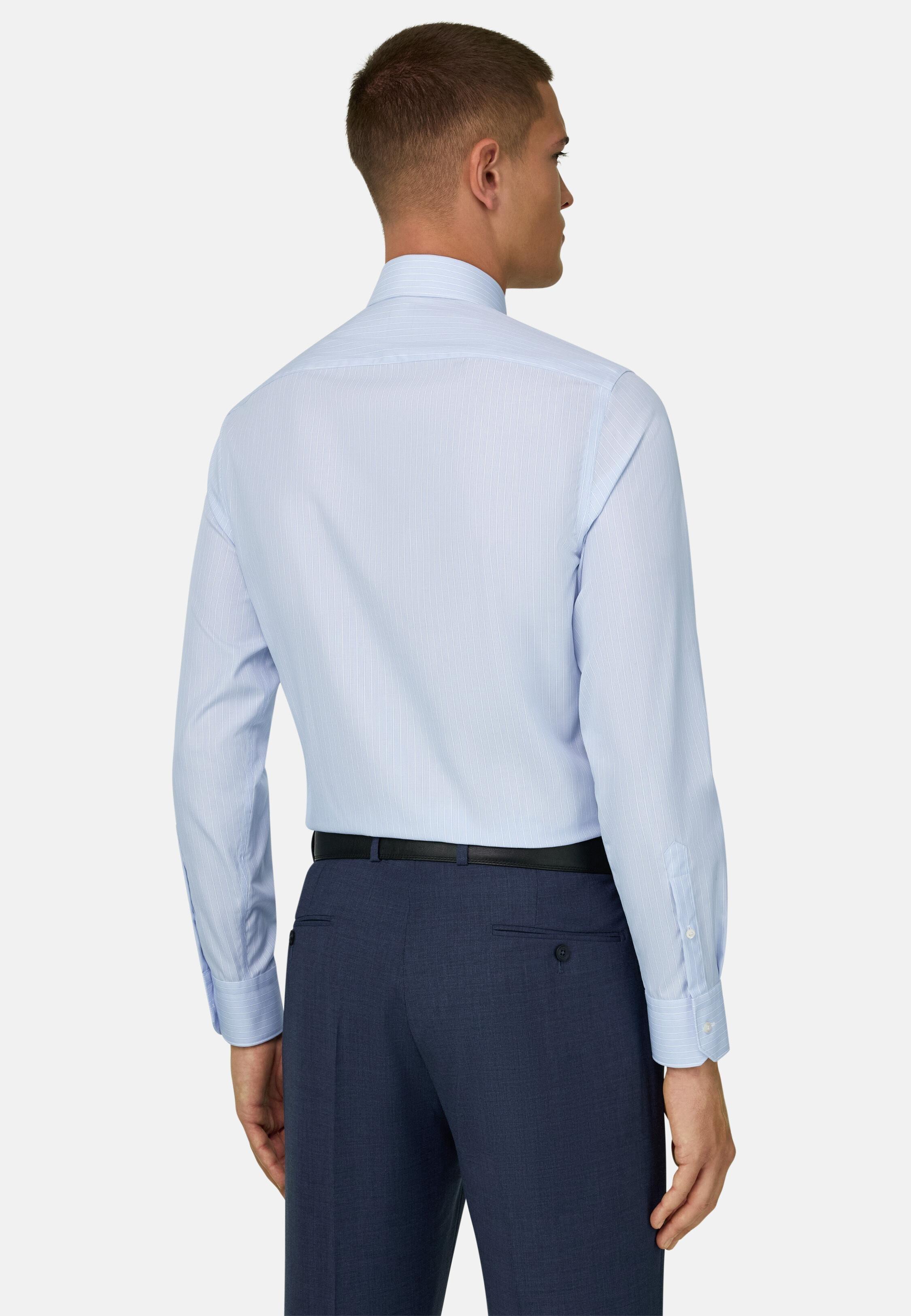 Slim Fit Striped Cotton Shirt Light Blue, Light Blue, large image number 3