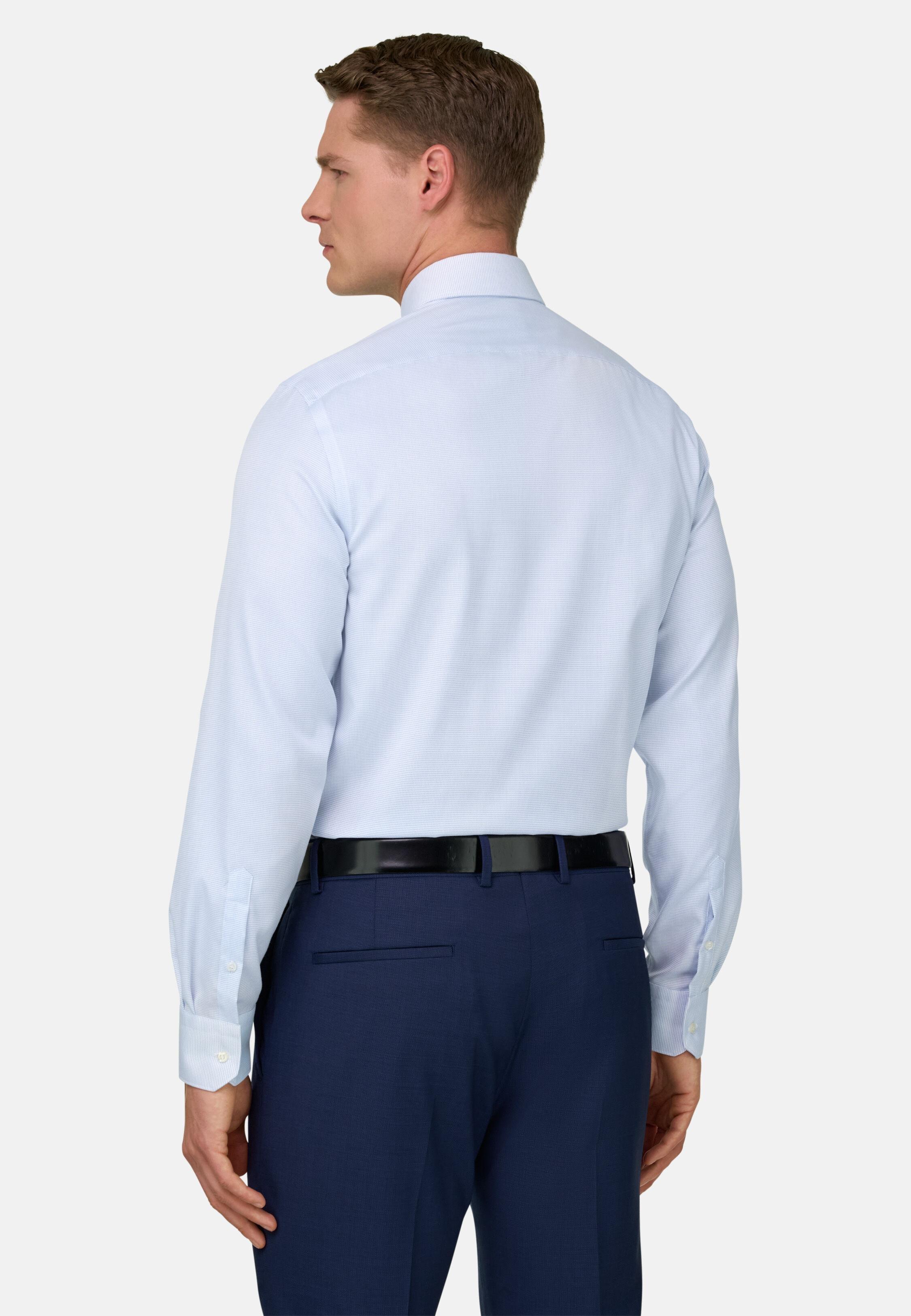 Blue Slim Fit Cotton Shirt, 3901_LTBL, large image number 1