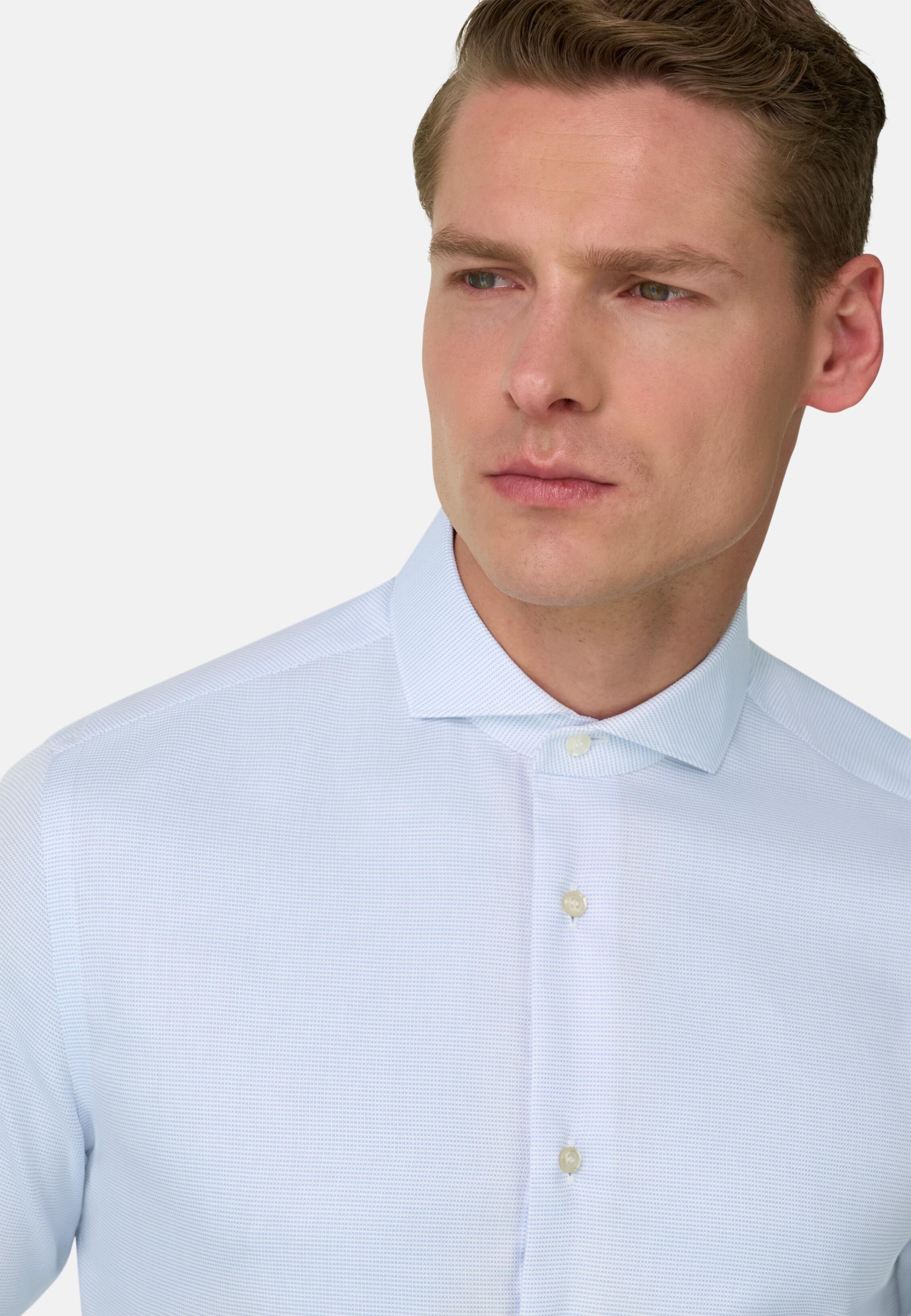 Blue Slim Fit Cotton Shirt, 3901_LTBL, medium