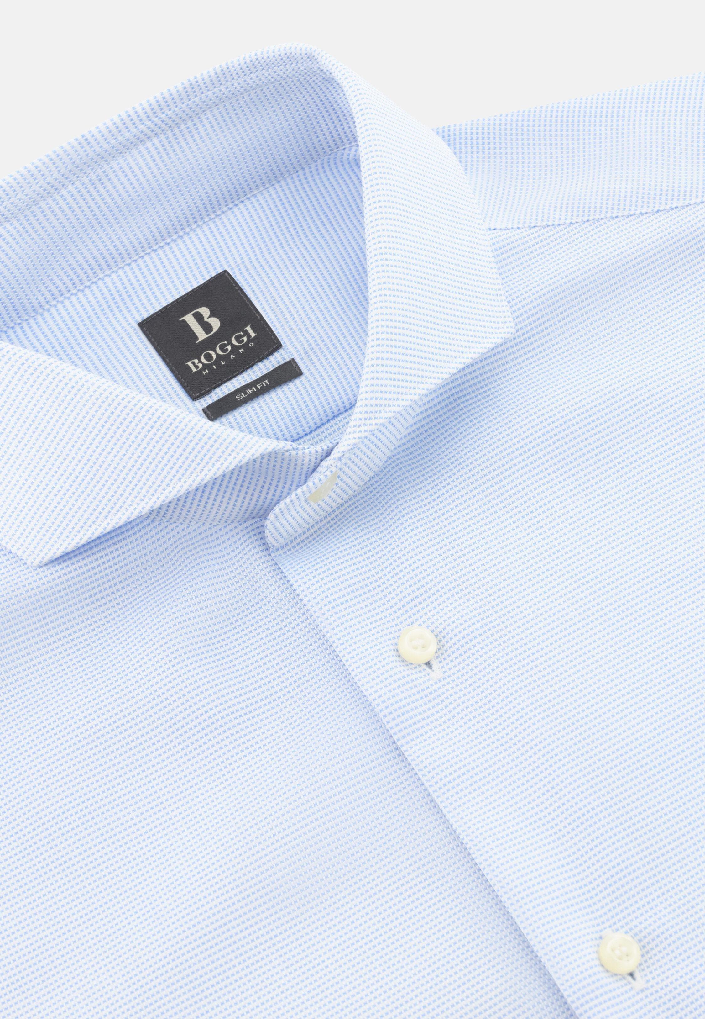 Blue Slim Fit Cotton Shirt, 3901_LTBL, large image number 3