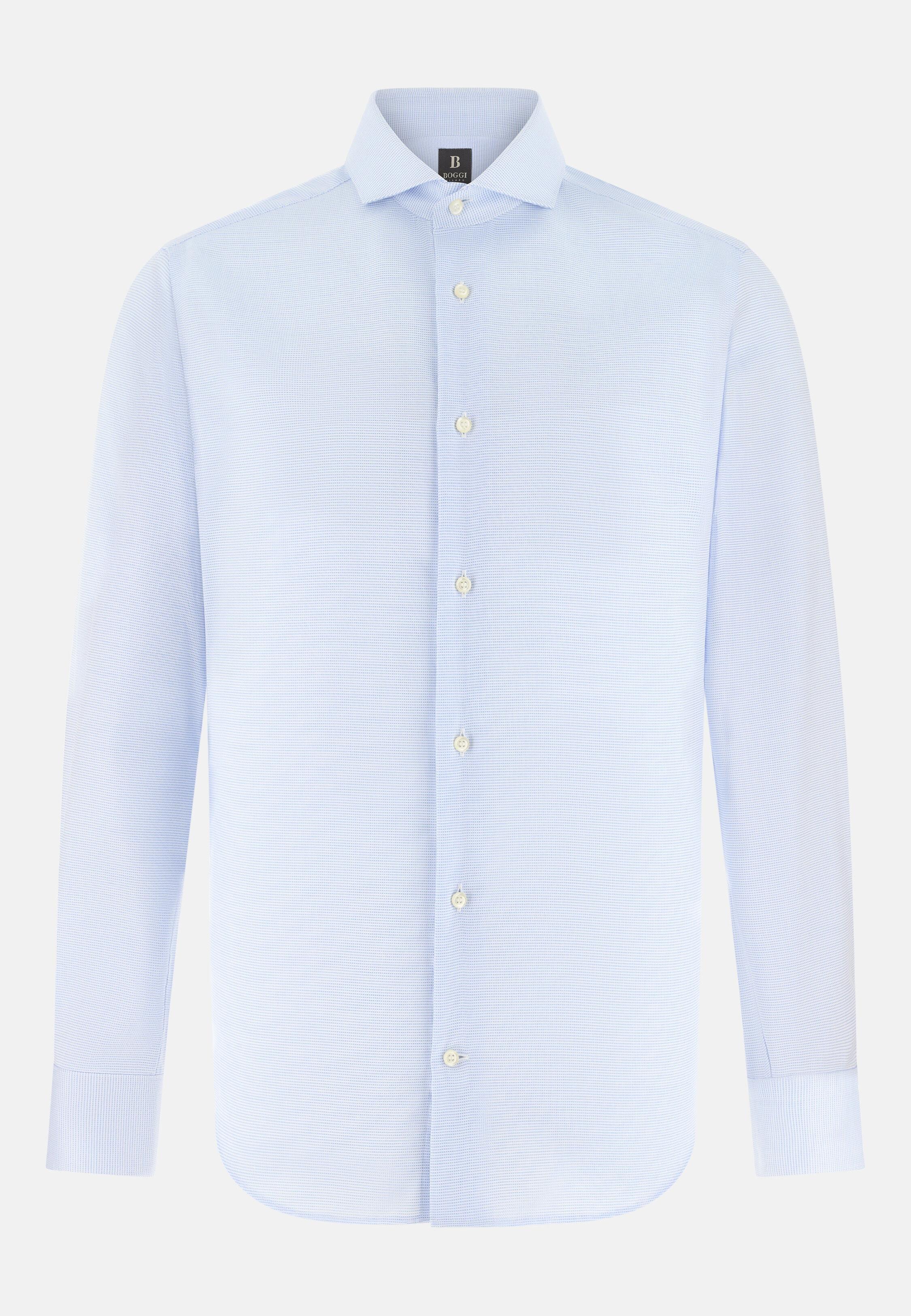 Blue Slim Fit Cotton Shirt, 3901_LTBL, large image number 4