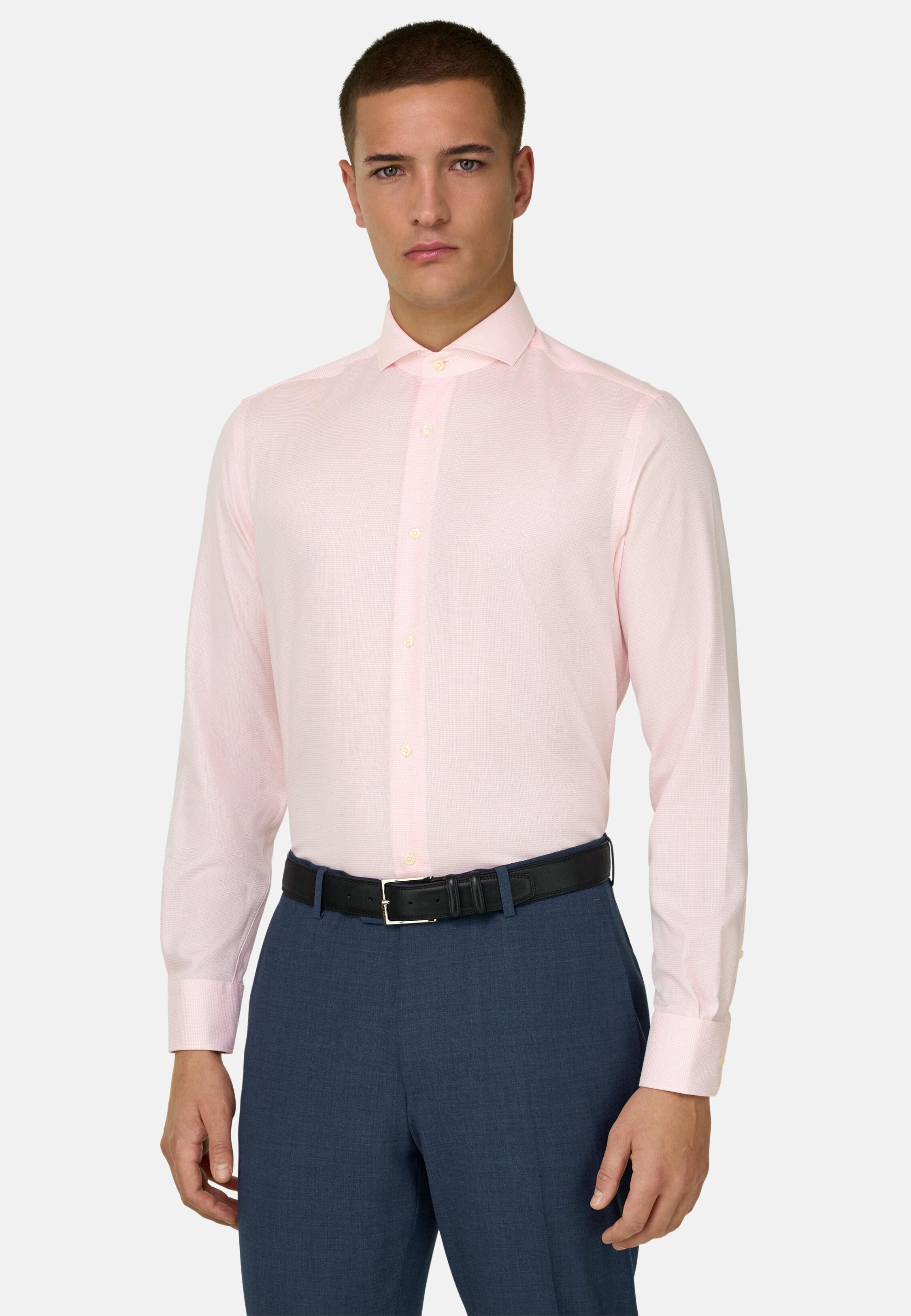 قميص قطن بقصة سليم وردي, Pink, medium
