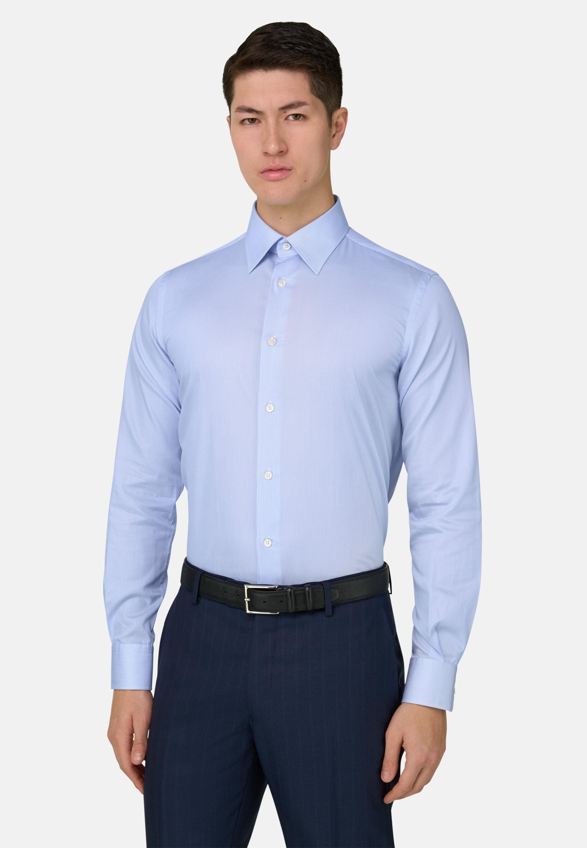 Blue Regular Fit Cotton Twill Shirt, 3901_LTBL, large image number 0
