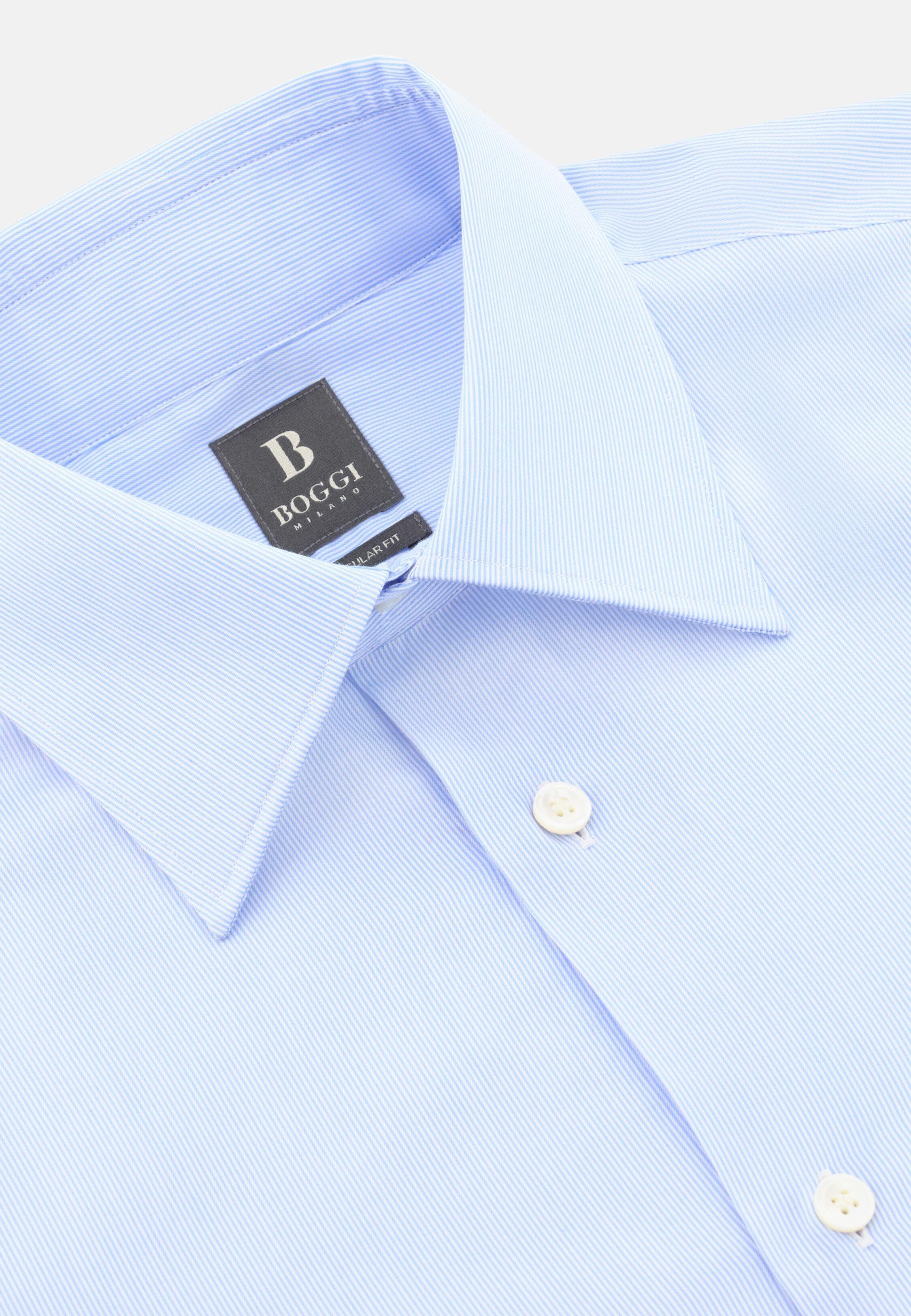 Blue Regular Fit Cotton Twill Shirt, 3901_LTBL, large image number 3