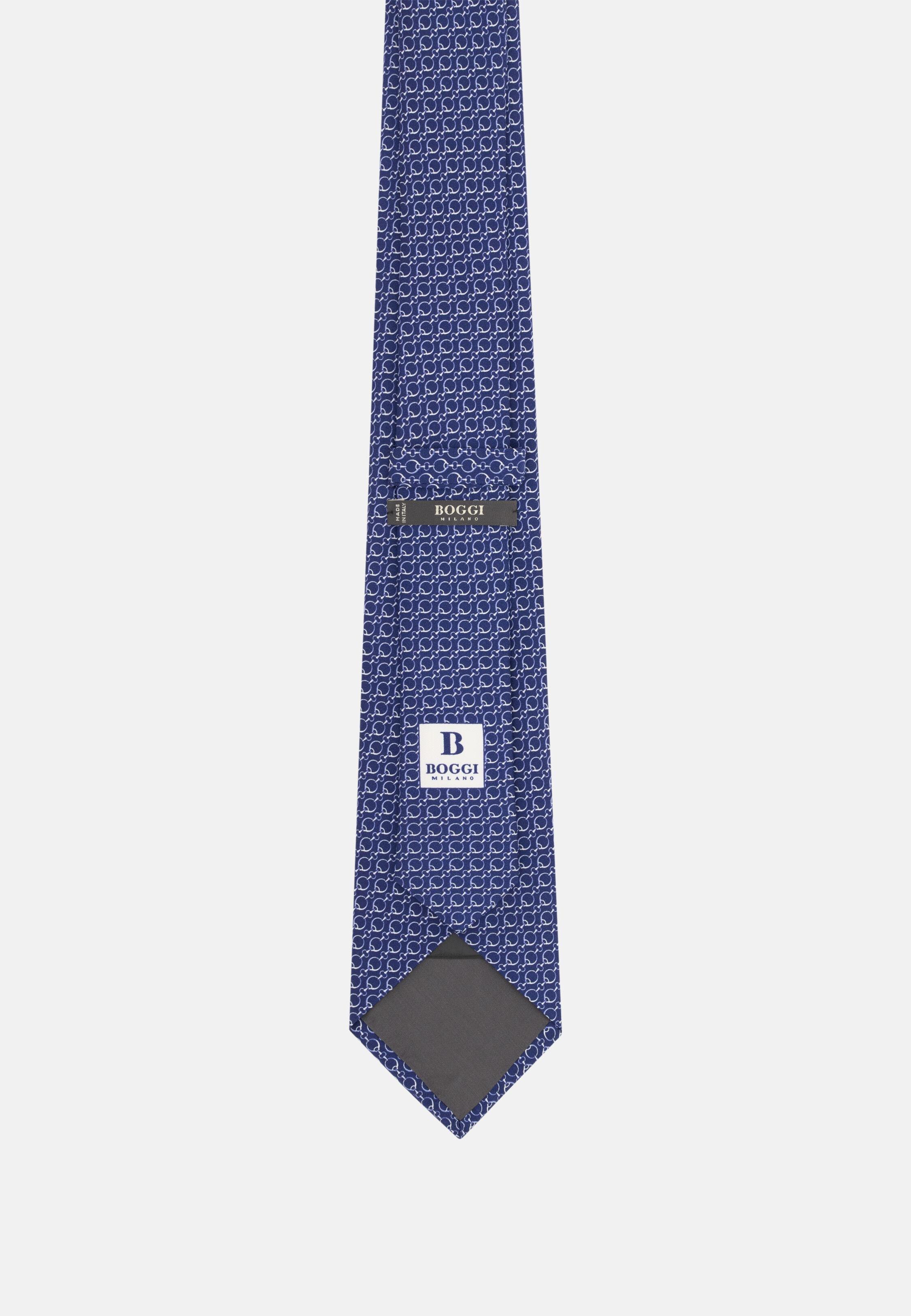 Stirrup Pattern Silk Tie Blue, Blue, large image number 1