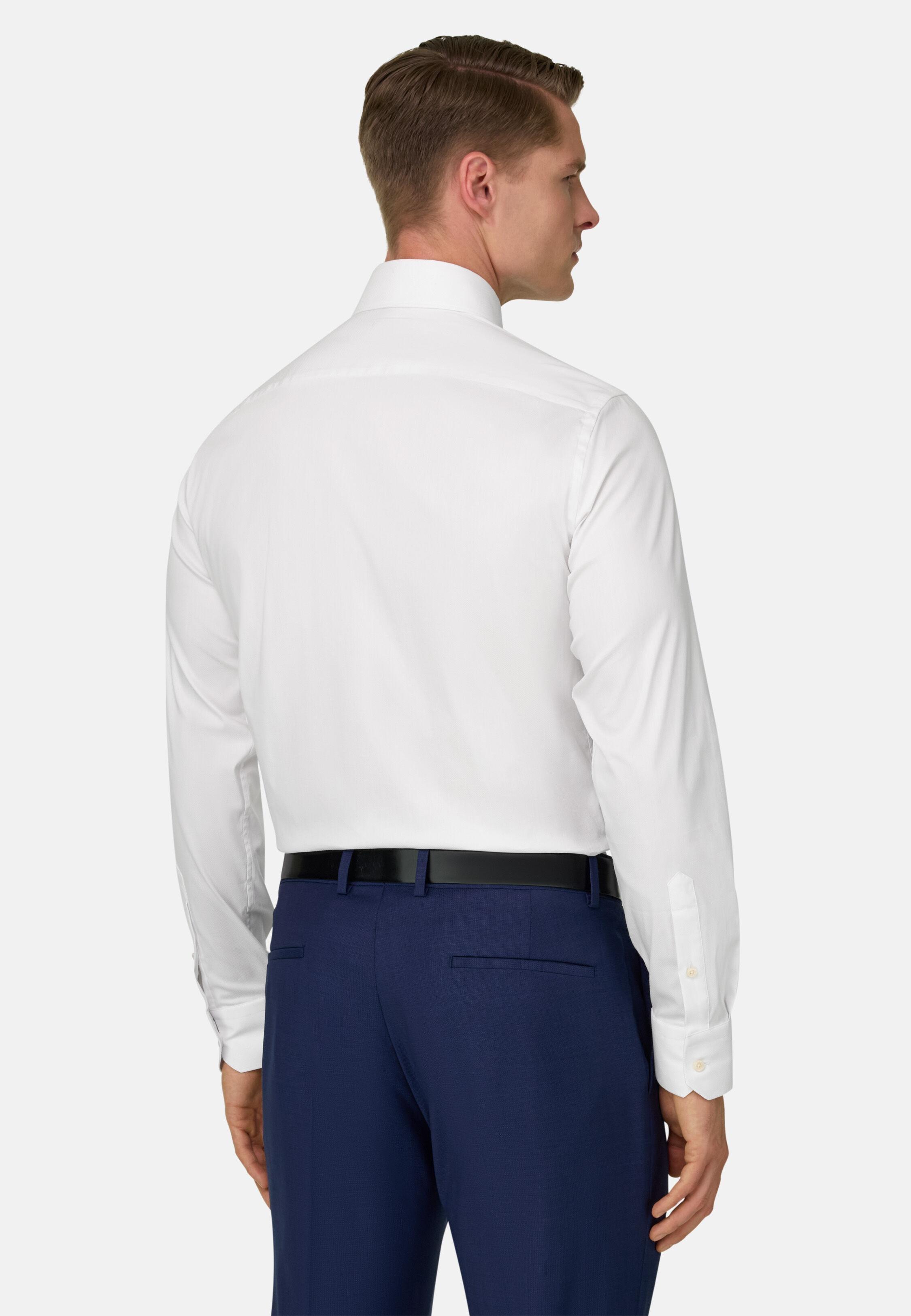 Slim Fit Stretch Cotton and Nylon Shirt White, 3901_WHIT, medium