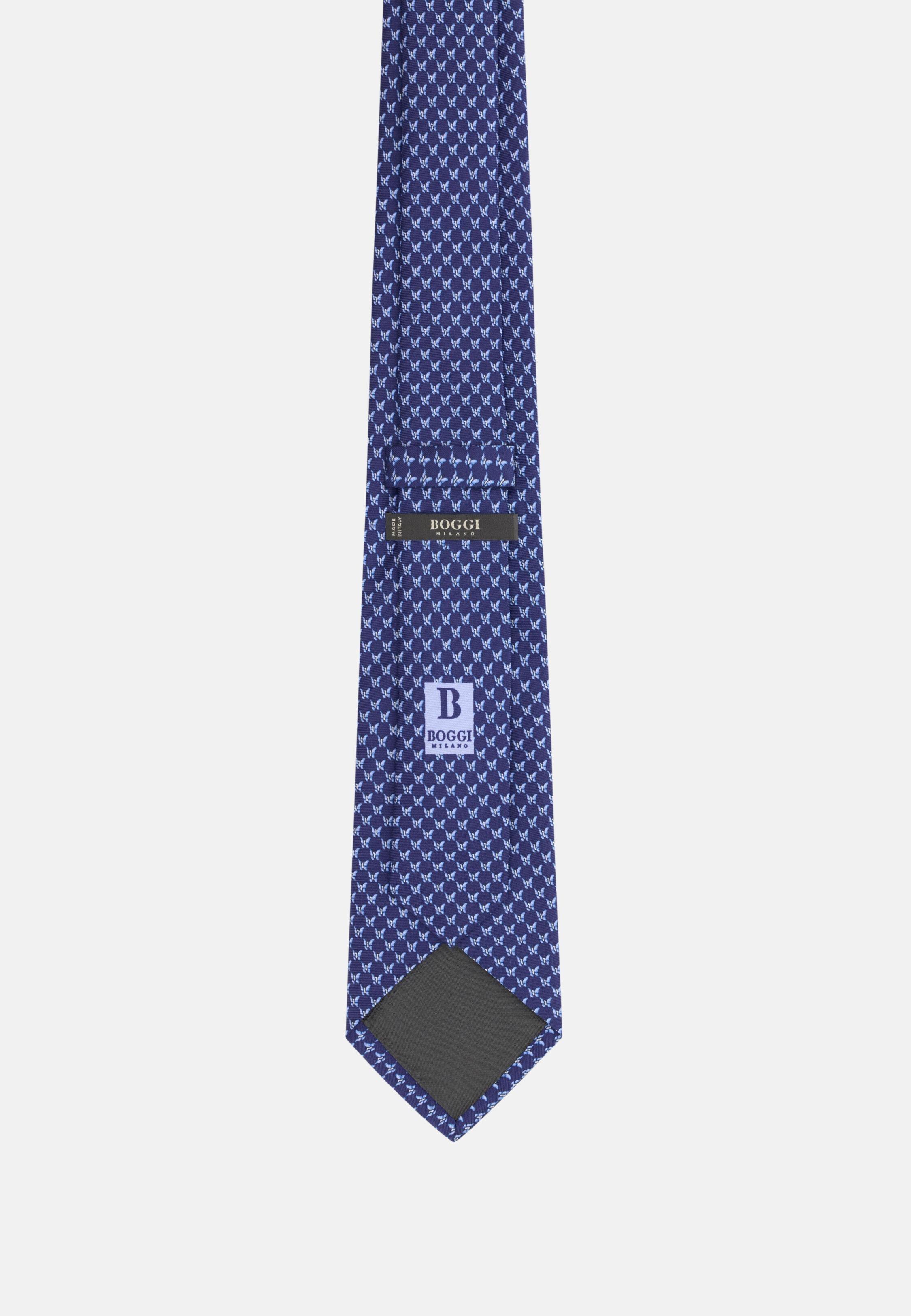 ربطة عنق حرير بطبعة فراشات كحلي, Navy blue, large image number 1