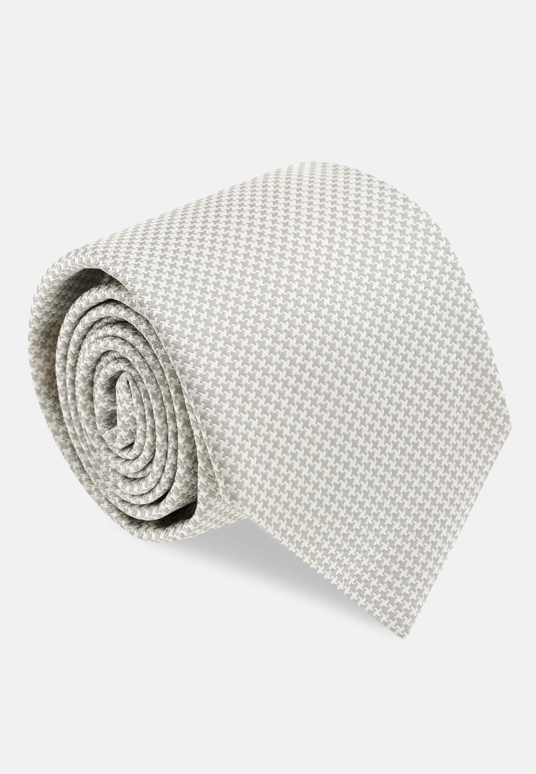 Houndstooth Silk Formal Tie Silver, 3901_SLVR, large image number 0