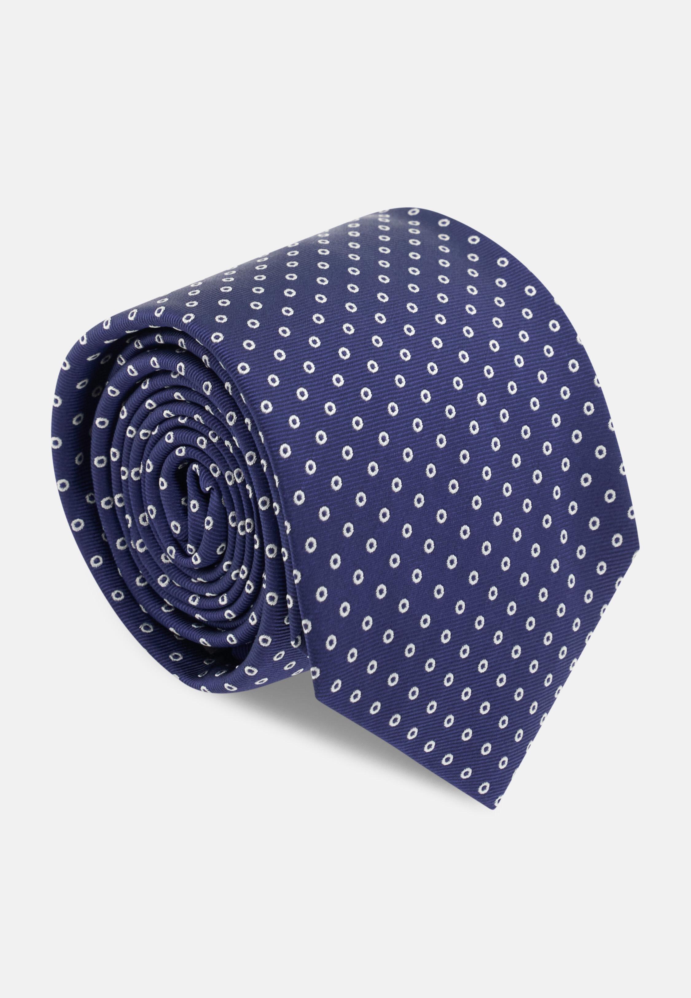 Polka Dot Silk Tie Navy blue, Navy blue, large image number 0