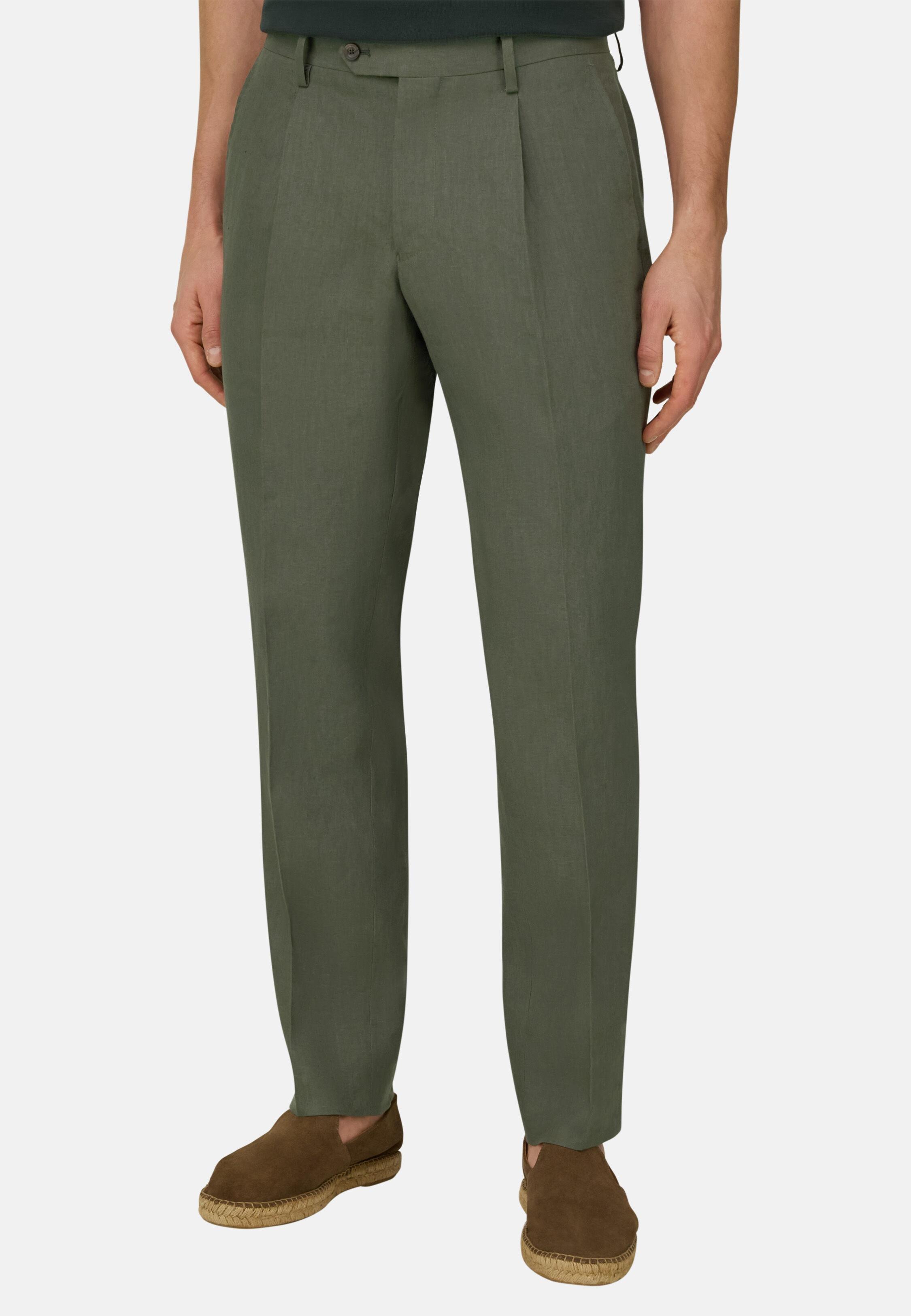 Linen Trousers Green, Green, medium