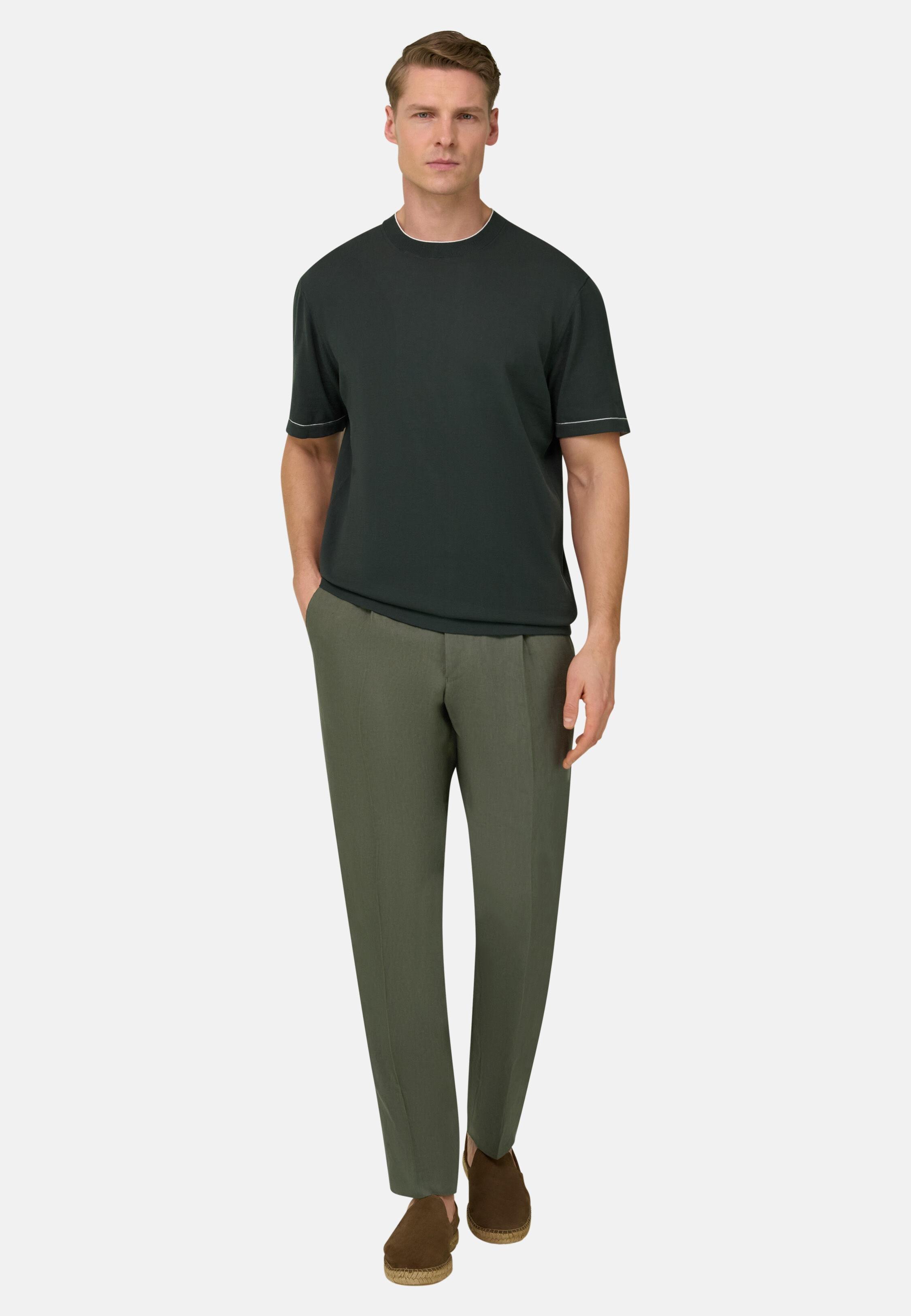 Linen Trousers Green, Green, medium