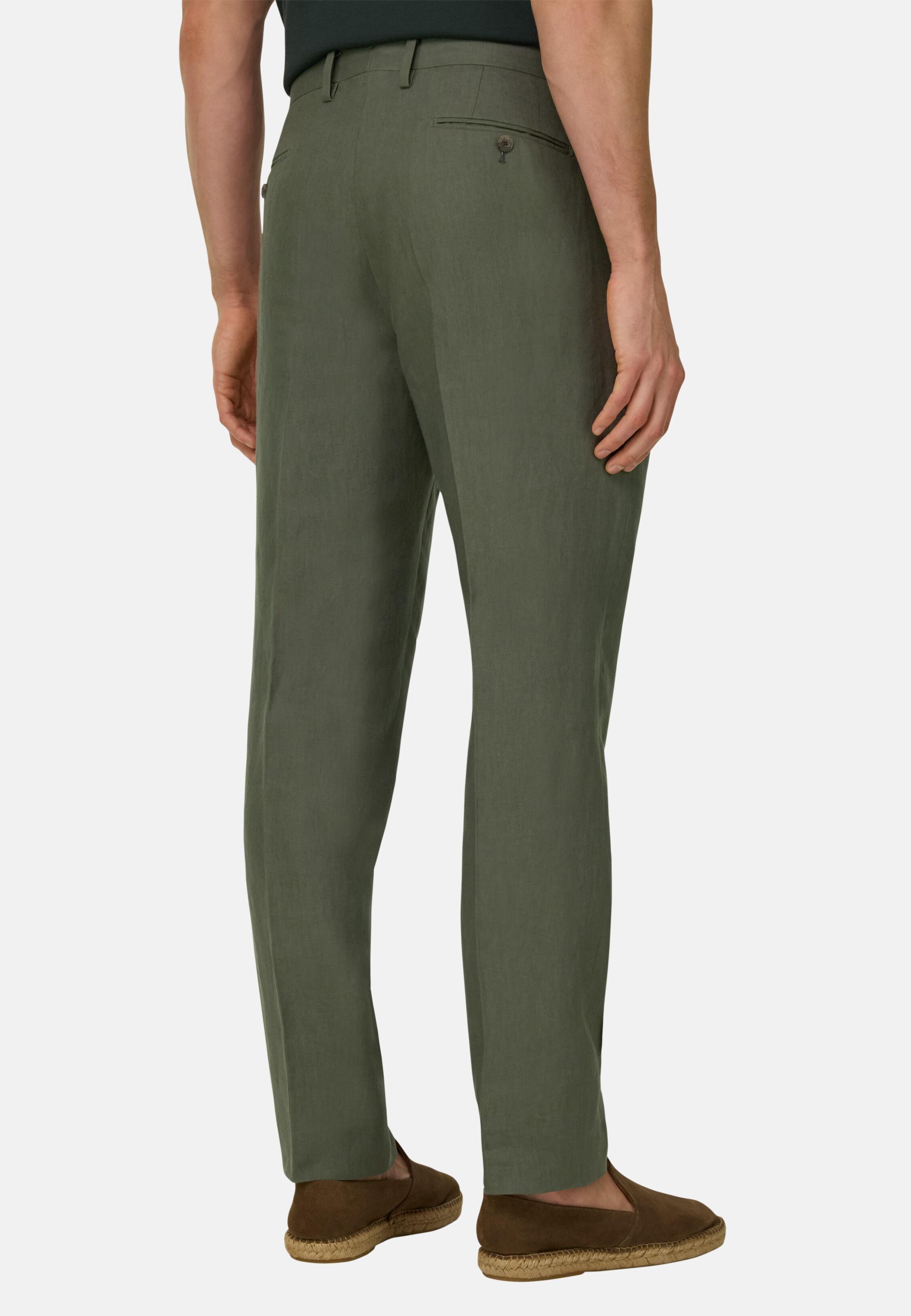 Linen Trousers Green, Green, medium