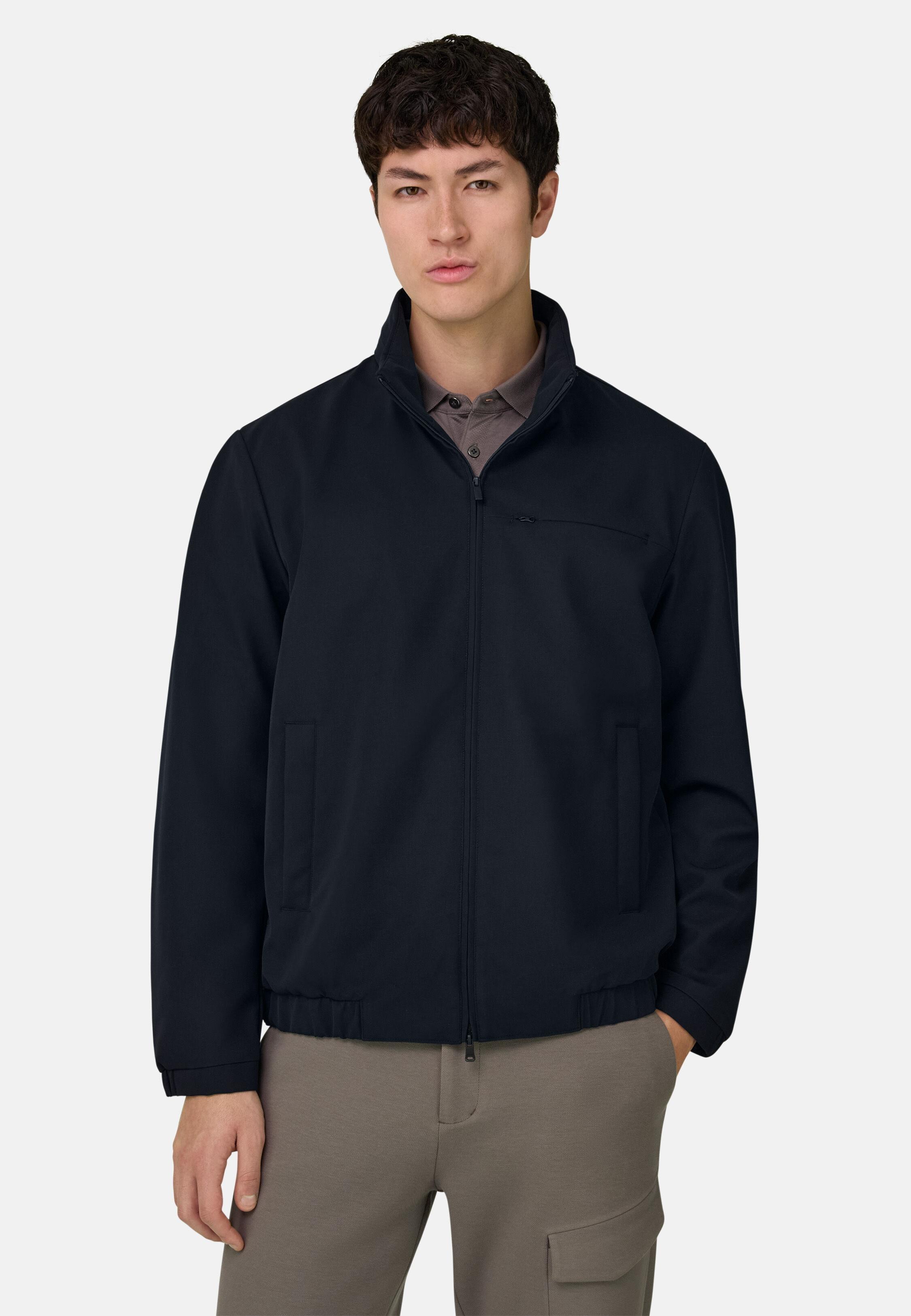 جاكيت بومبر من قماش تقني أزرق, Navy blue, medium