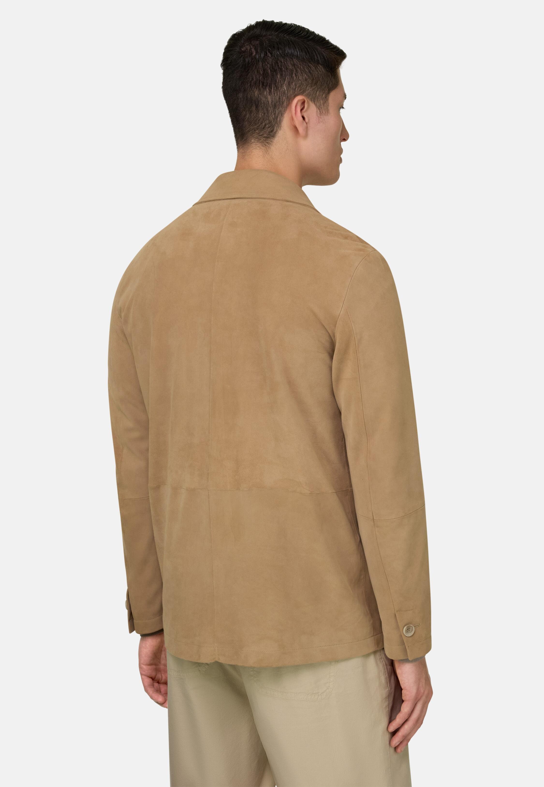 Leather Work Shirt Jacket Beige, 3901_BEIG, medium