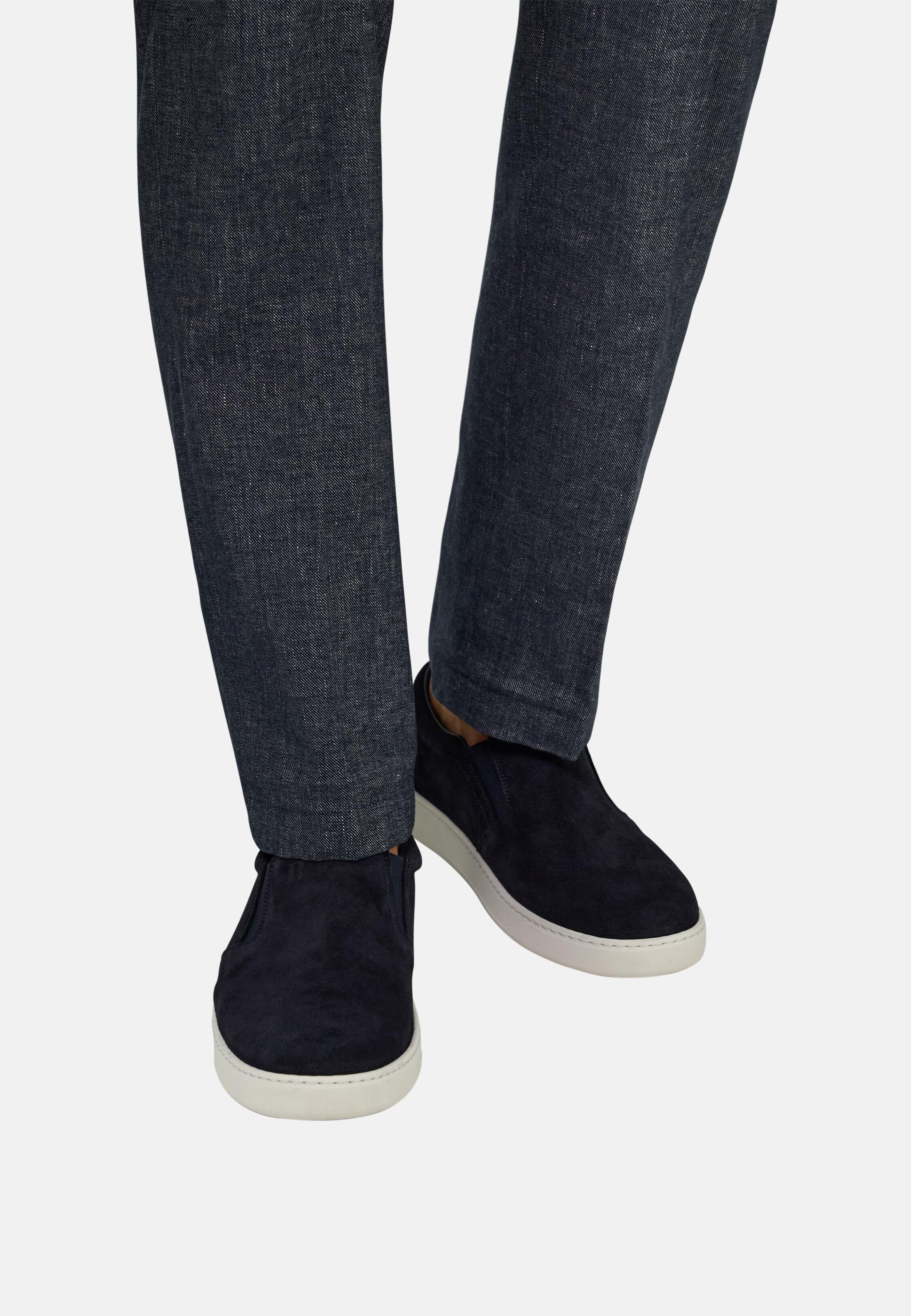 Heirtage Slip-Ons In Suede Leather Navy, 3901_NAVY, large image number 0
