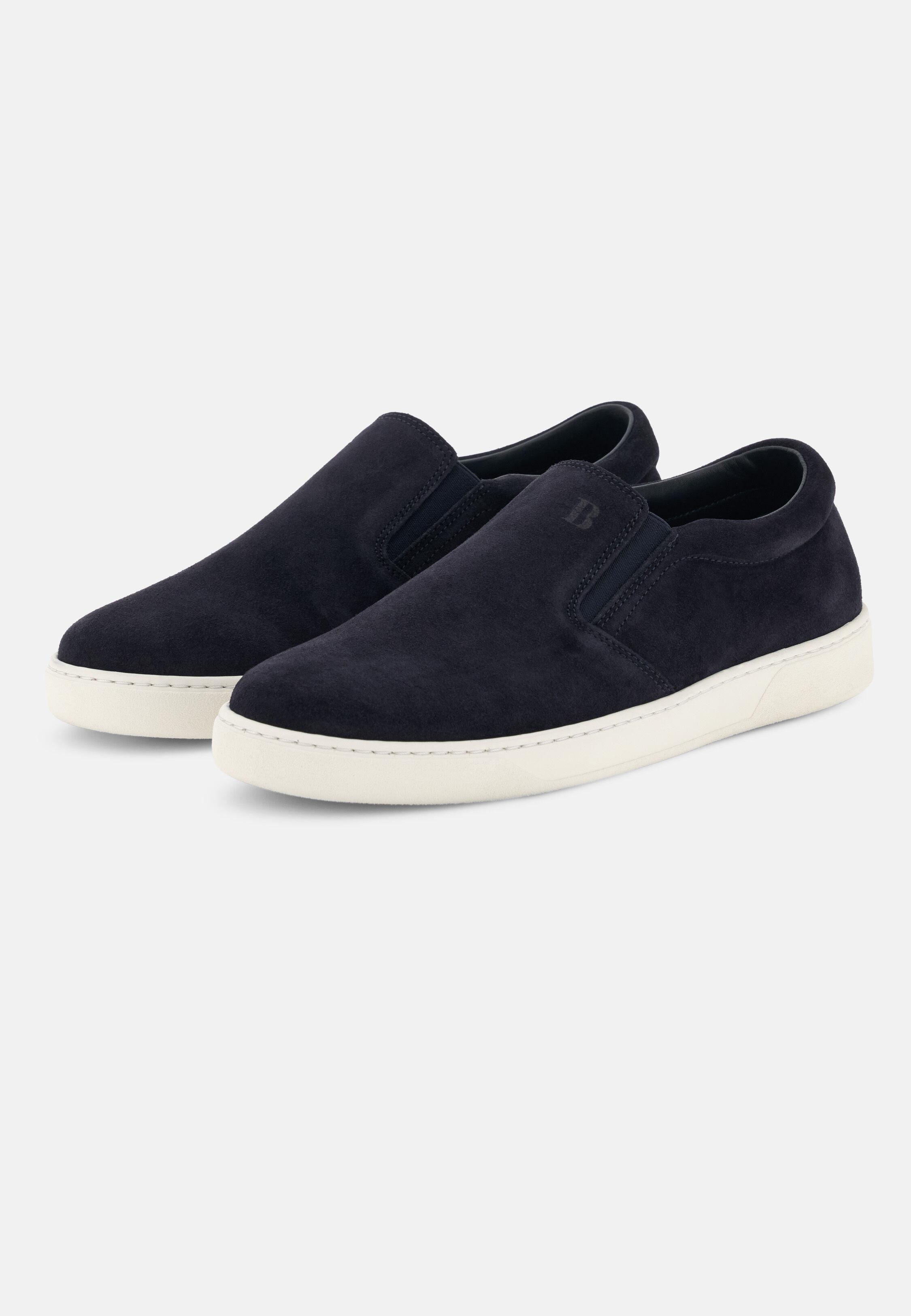 Heirtage Slip-Ons in Suede Leather Navy blue, 3901_NAVY, medium