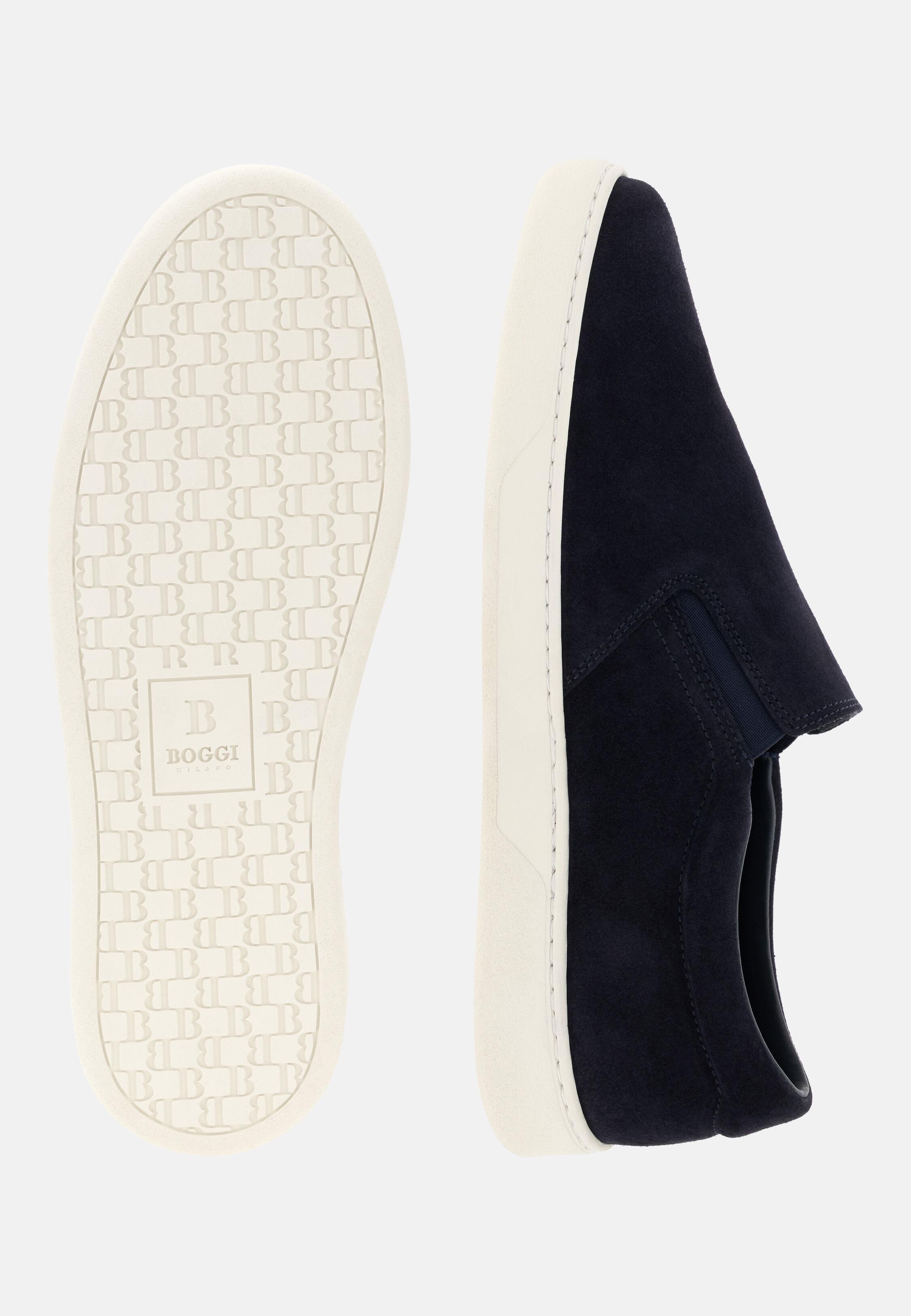 Heirtage Slip-Ons In Suede Leather Navy, 3901_NAVY, large image number 2