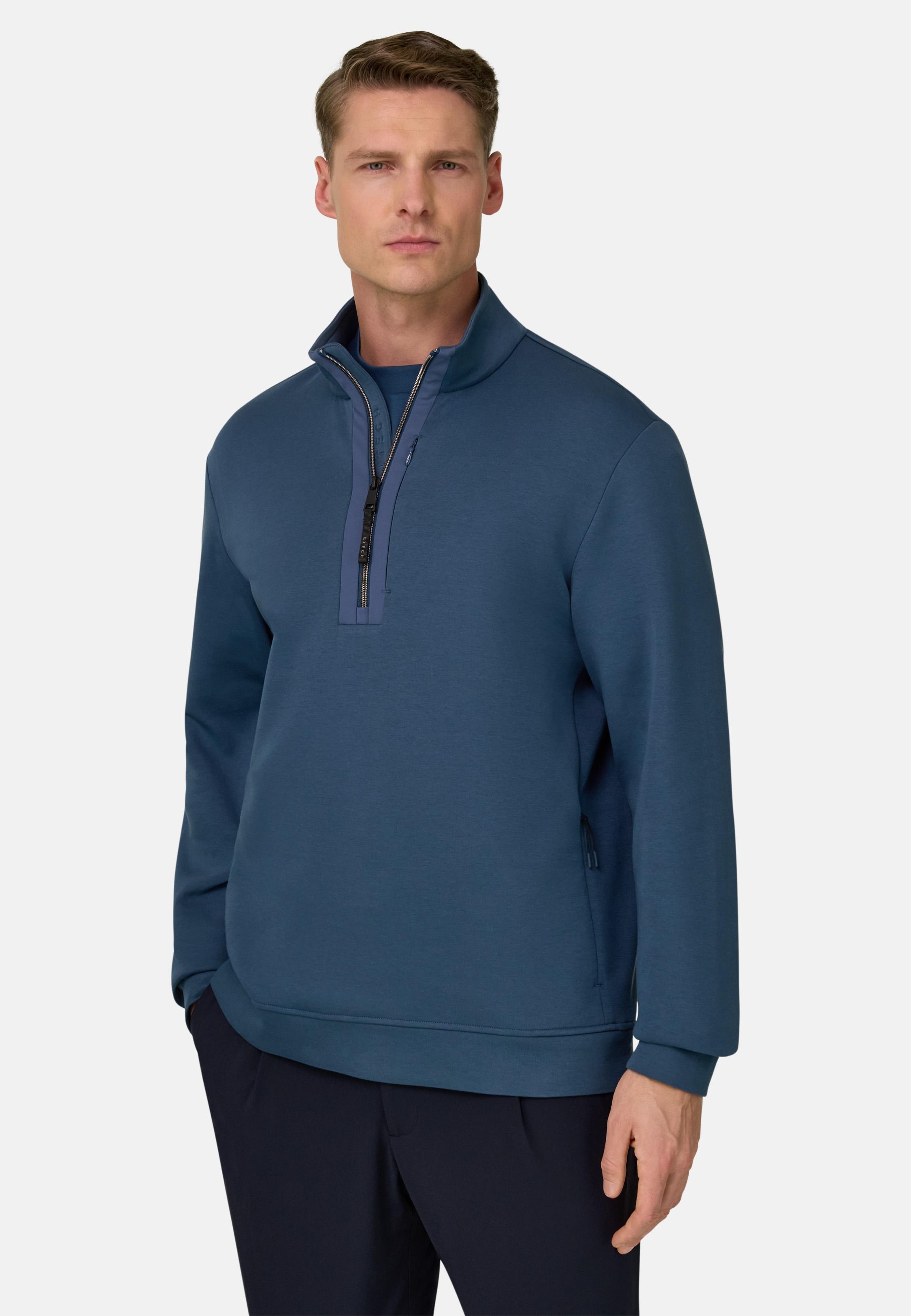 Half Zip Sweatshirt In Lightweight Scuba Blue, Air-blue, large image number 0