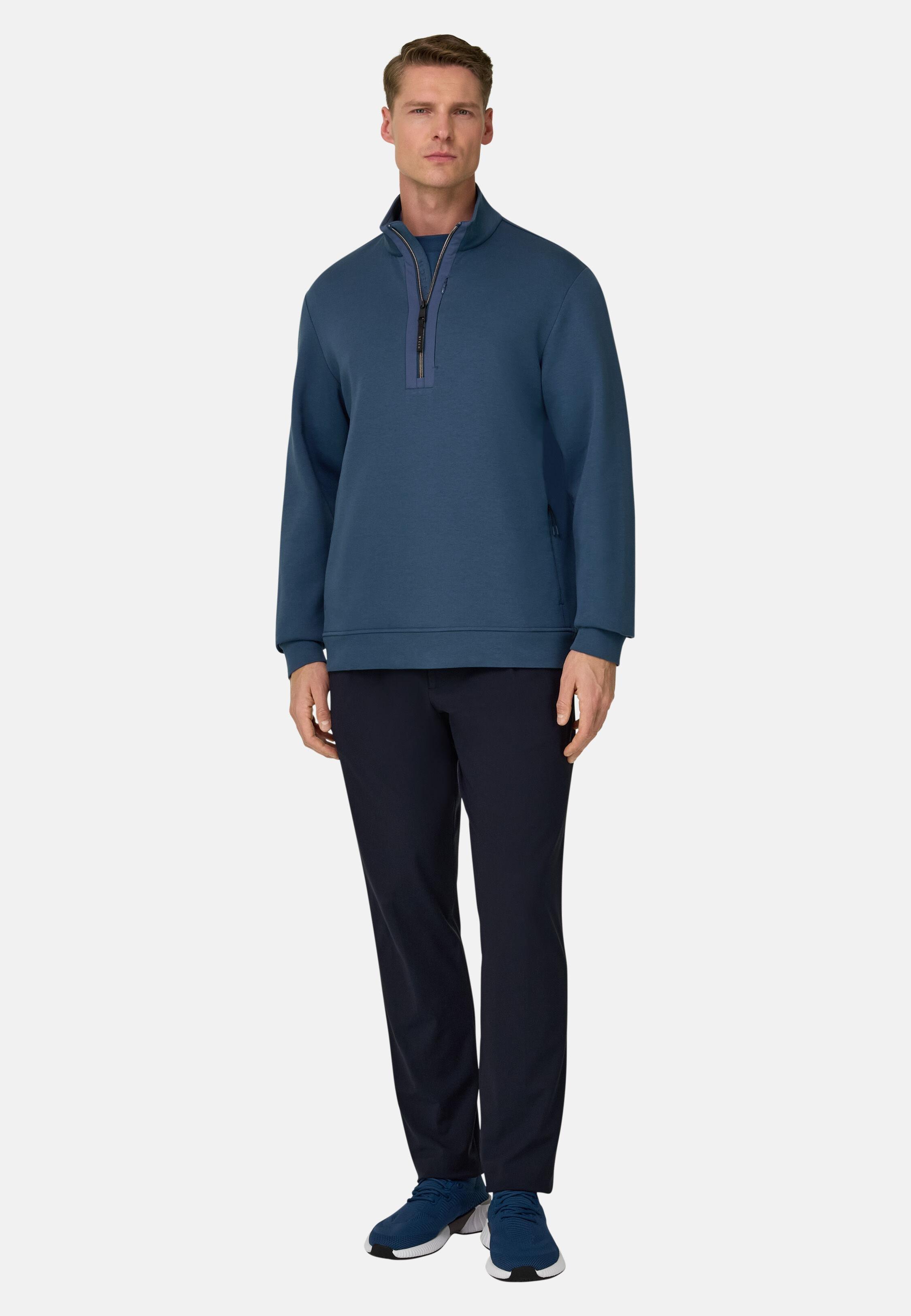 Half Zip Sweatshirt in Lightweight Scuba, Air-Blue, Air-blue, large image number 1