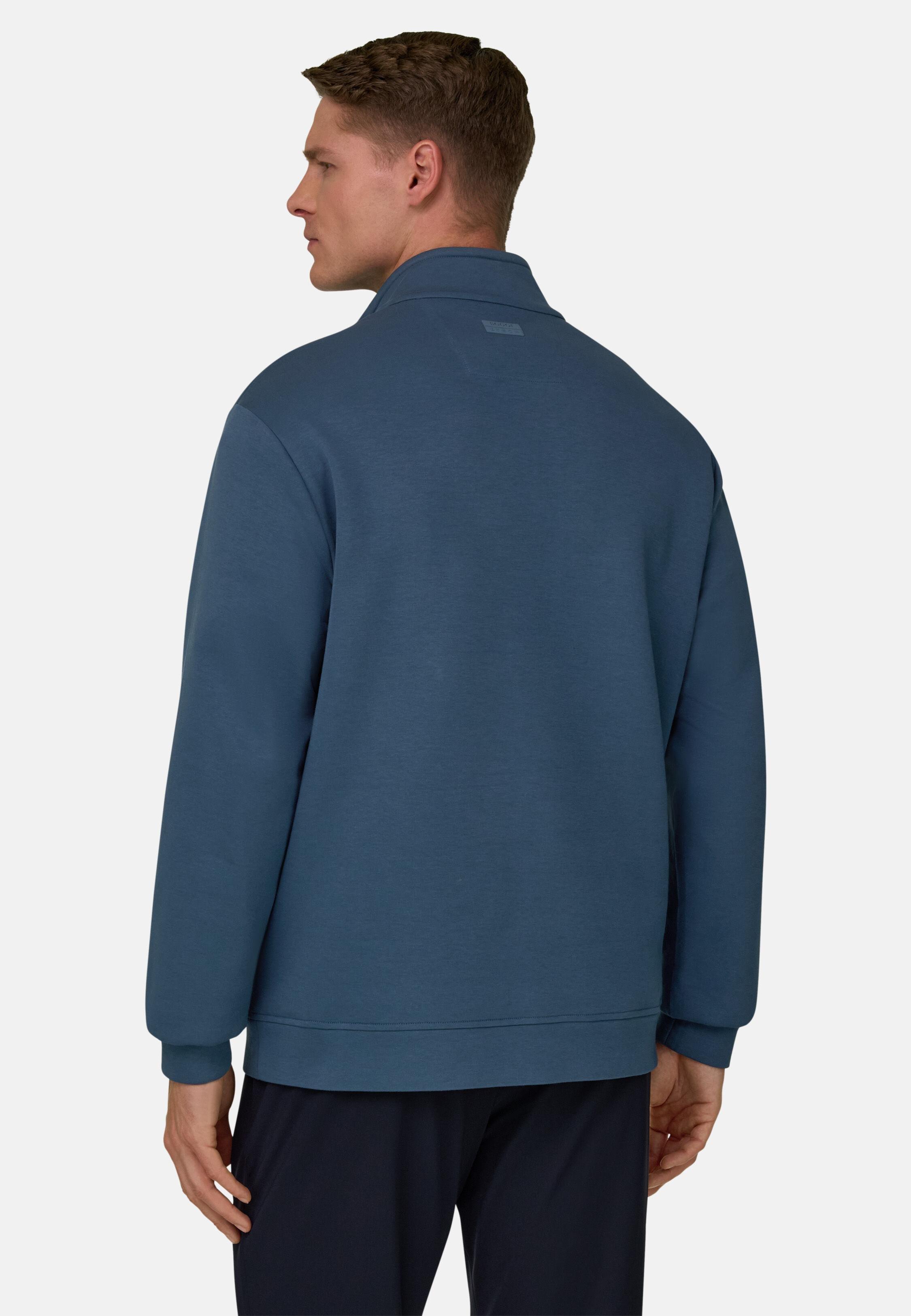 Half Zip Sweatshirt In Lightweight Scuba Blue, 3901_AIRB, medium