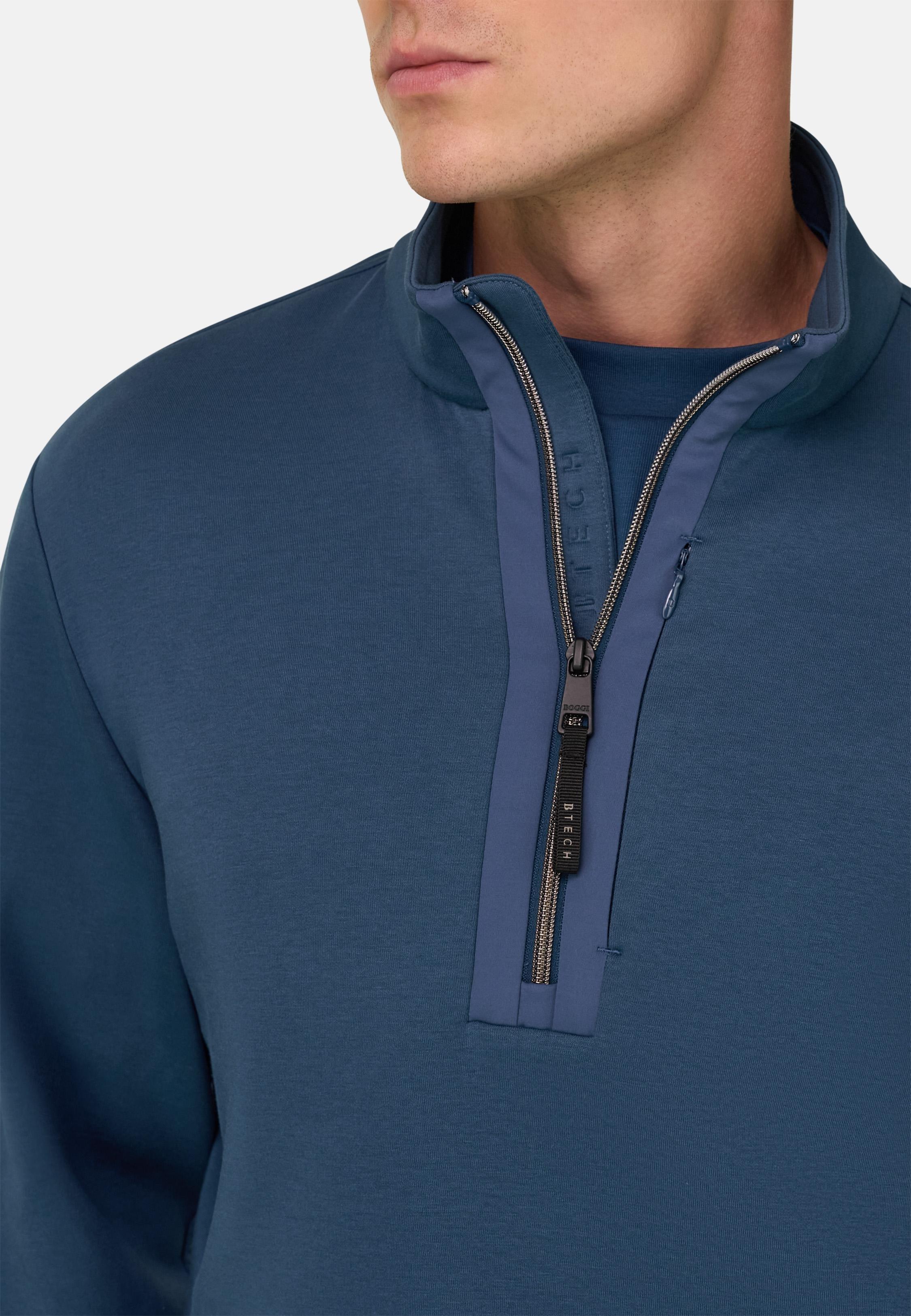 Half Zip Sweatshirt In Lightweight Scuba Blue, Air-blue, large image number 2