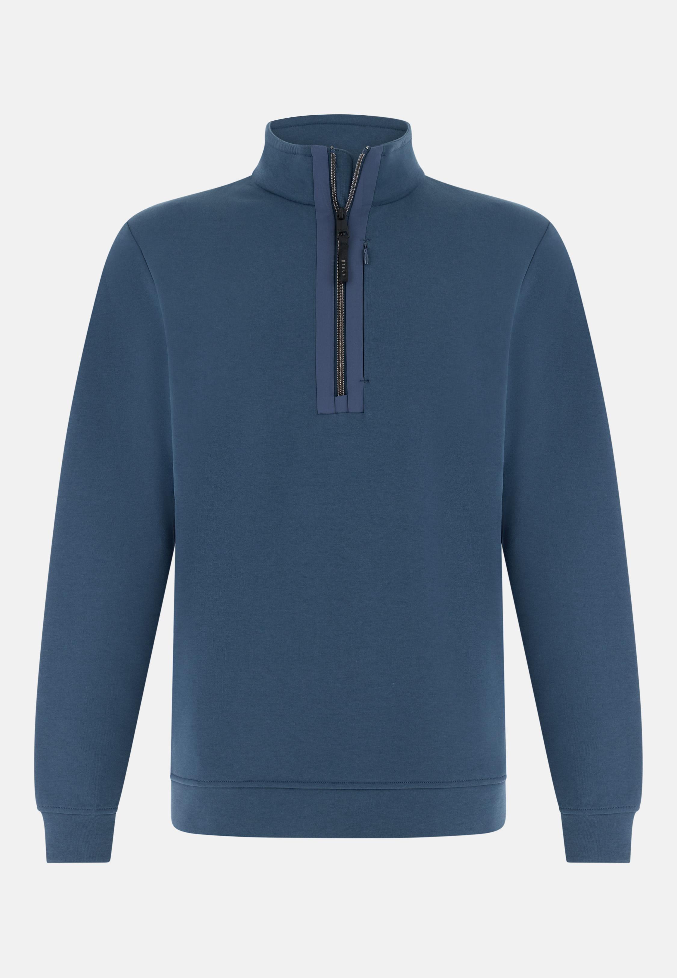 Half Zip Sweatshirt In Lightweight Scuba Blue, Air-blue, large image number 3