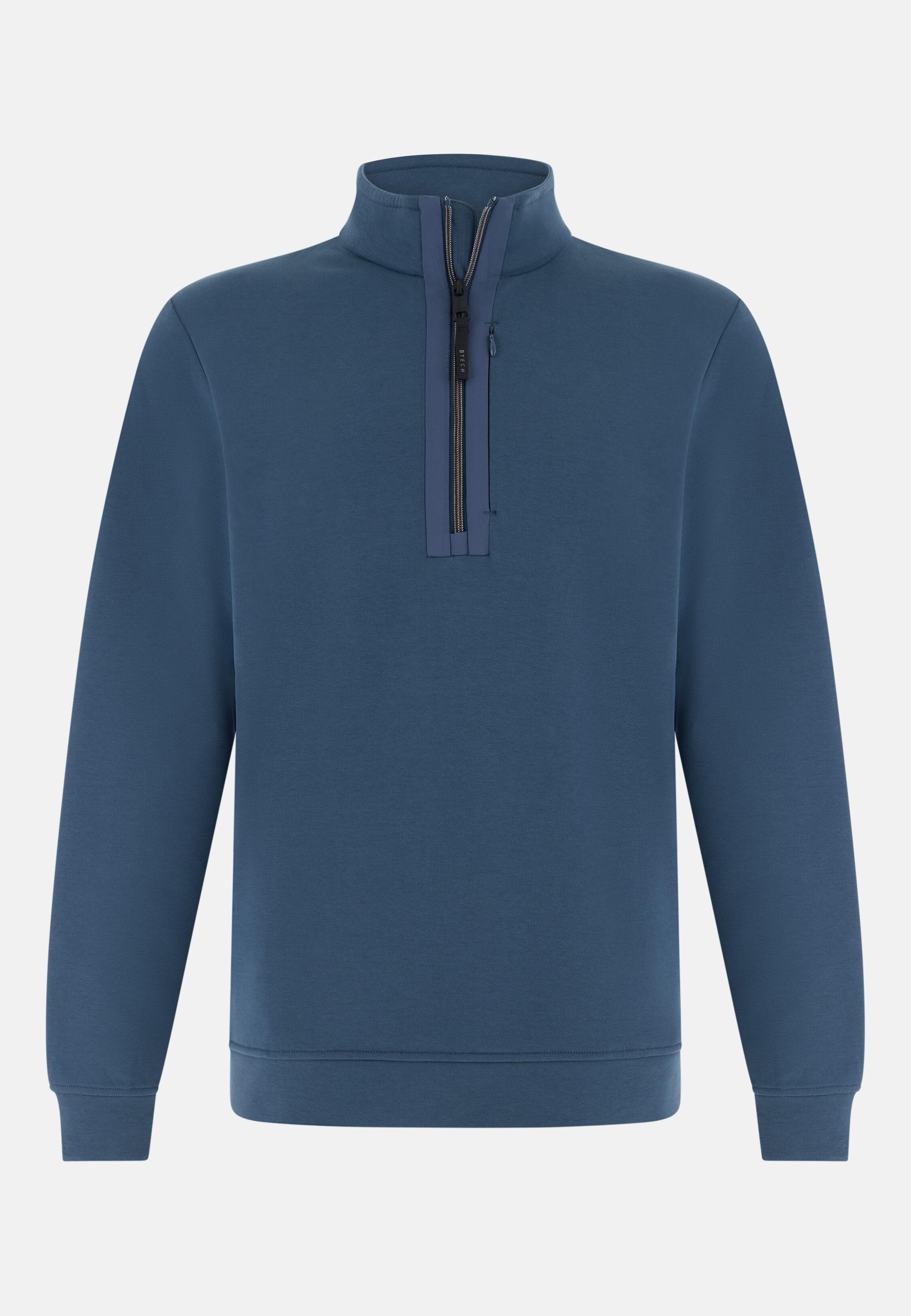 Half Zip Sweatshirt In Lightweight Scuba Air-blue, Air-blue, large image number 3