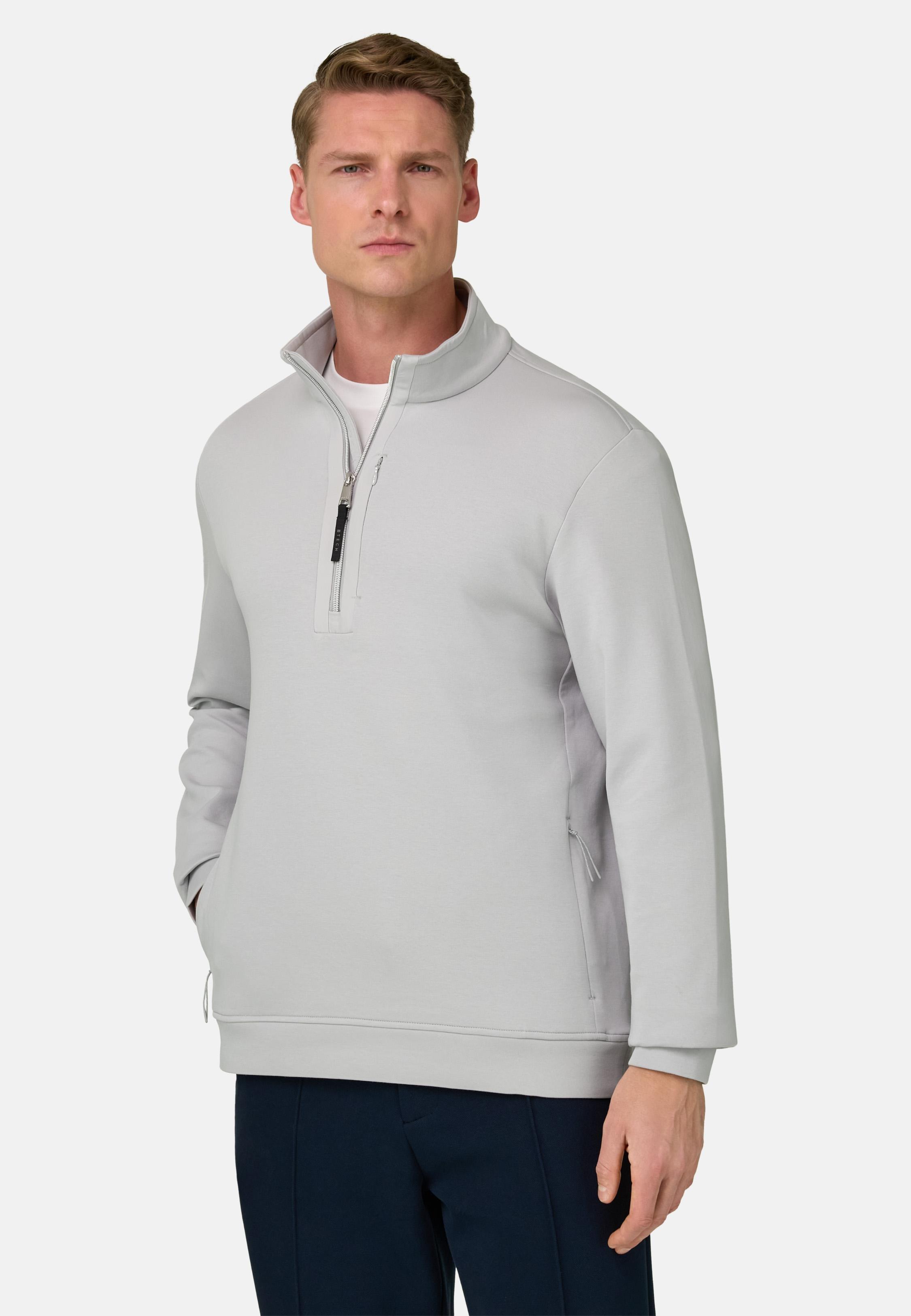 Half Zip Sweatshirt In Lightweight Scuba White, Ice, large image number 0