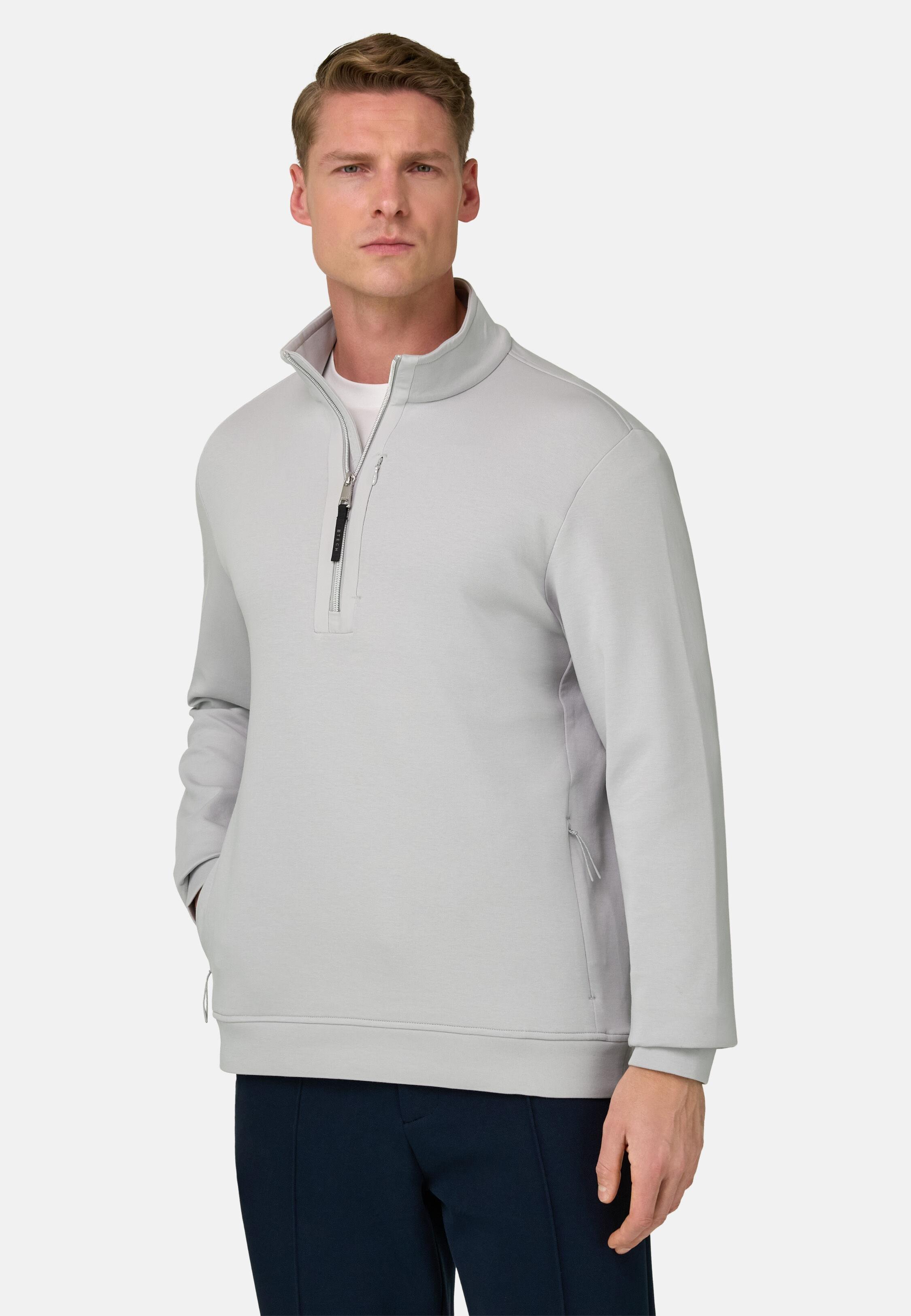 Half Zip Sweatshirt In Lightweight Scuba Ice, Ice, large
