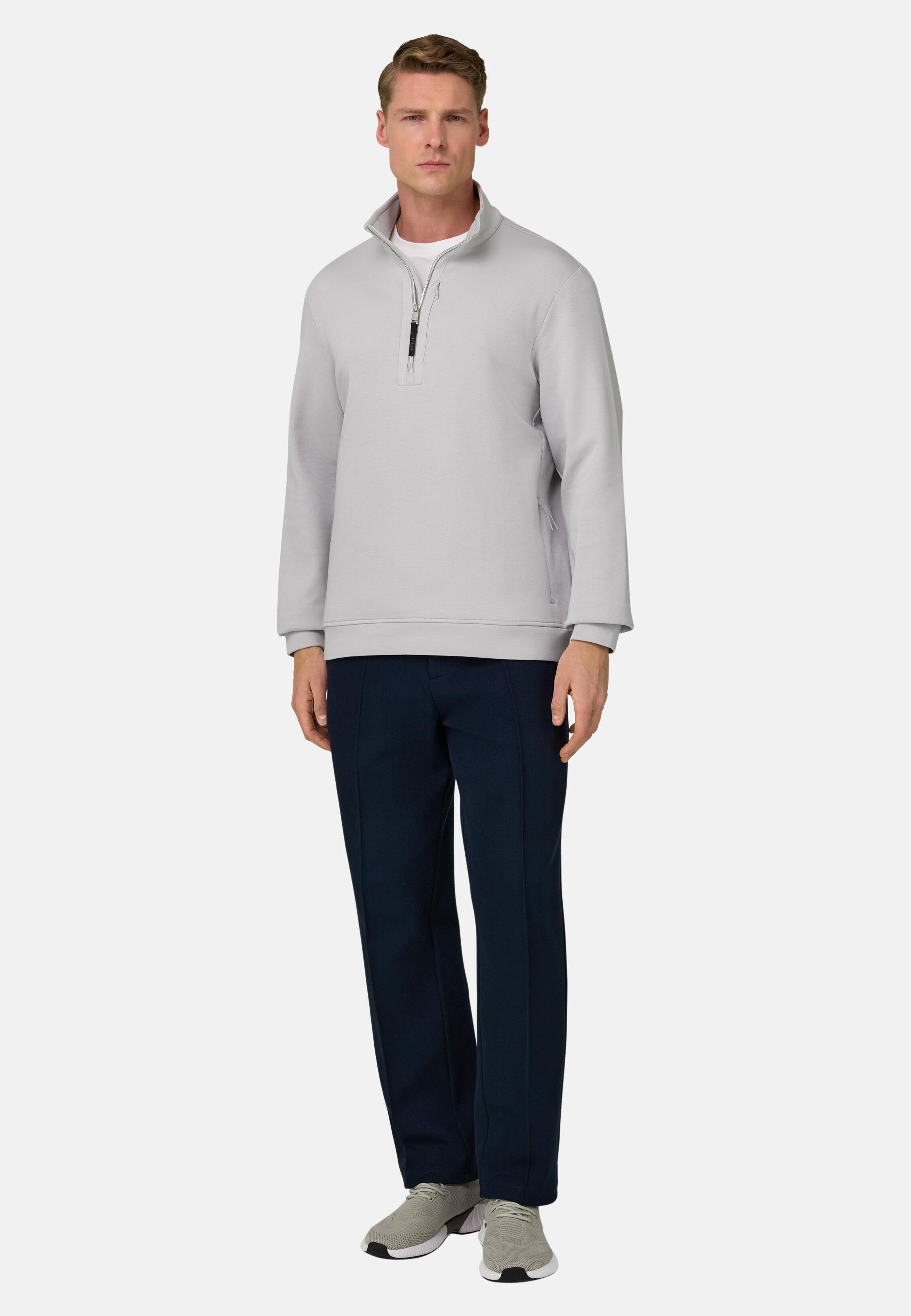 Half Zip Sweatshirt in Lightweight Scuba, Ice, Ice, large image number 1