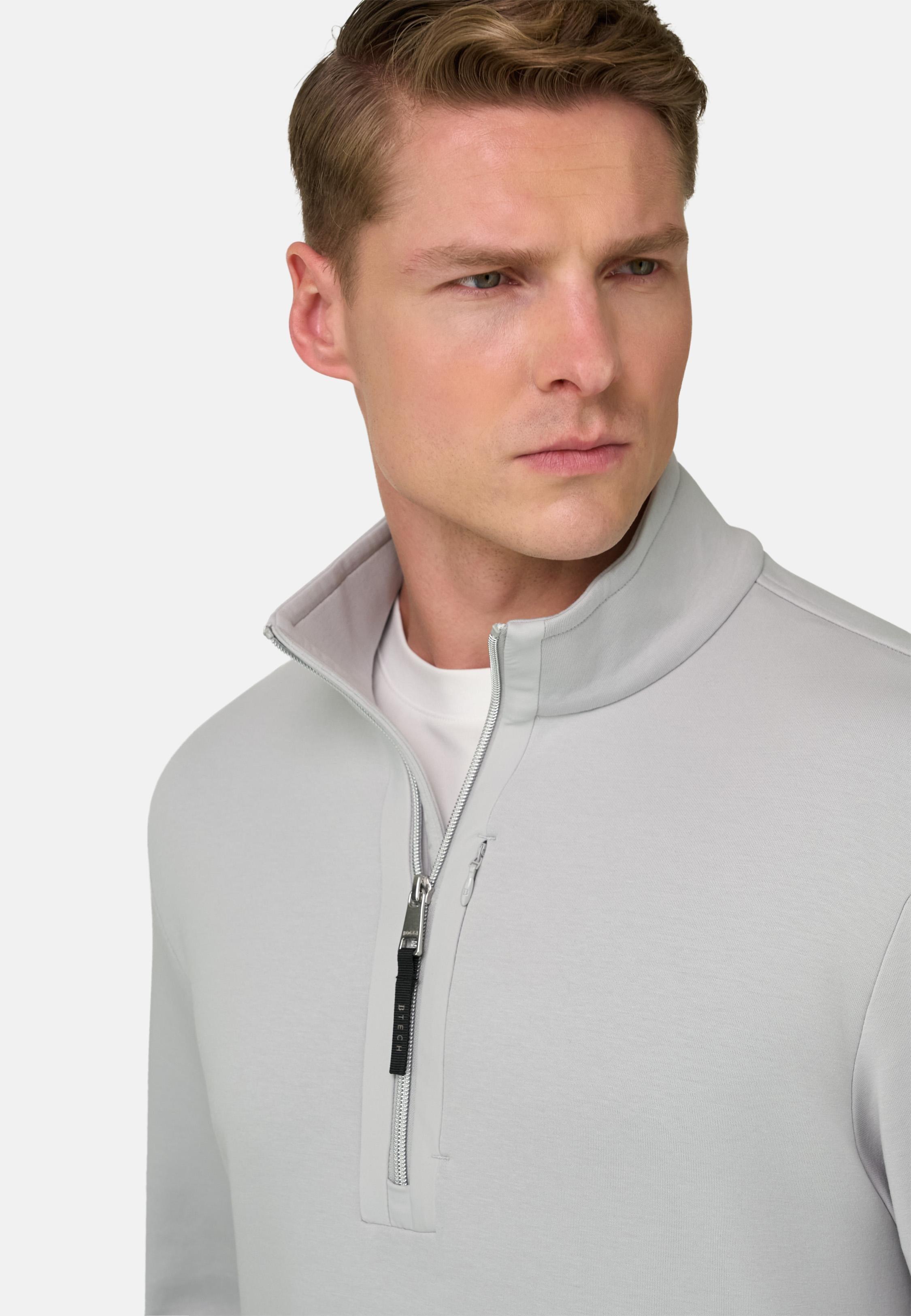 Half Zip Sweatshirt In Lightweight Scuba White, Ice, large image number 2