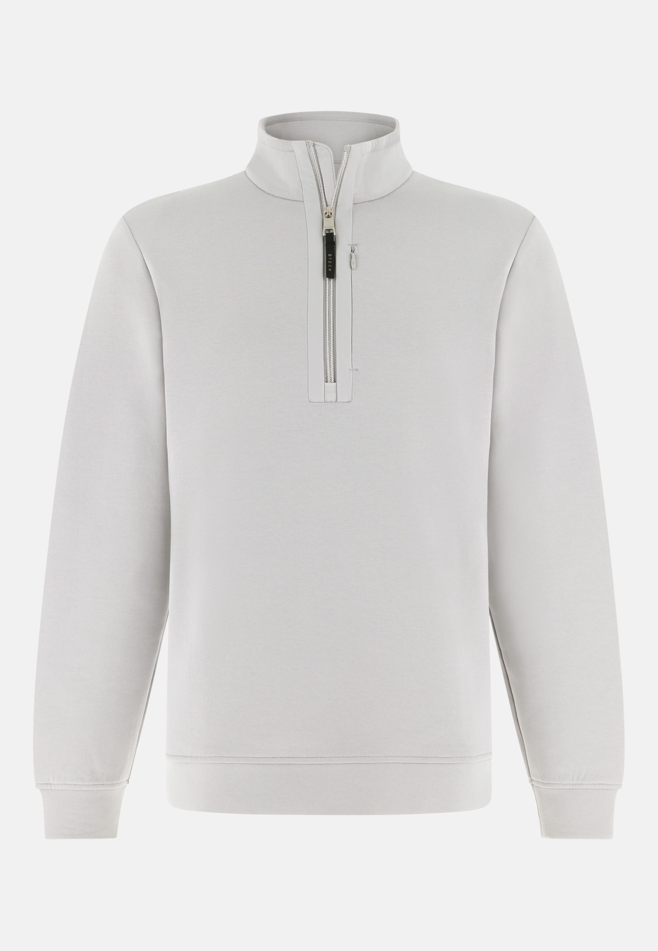 Half Zip Sweatshirt In Lightweight Scuba White, Ice, large image number 3