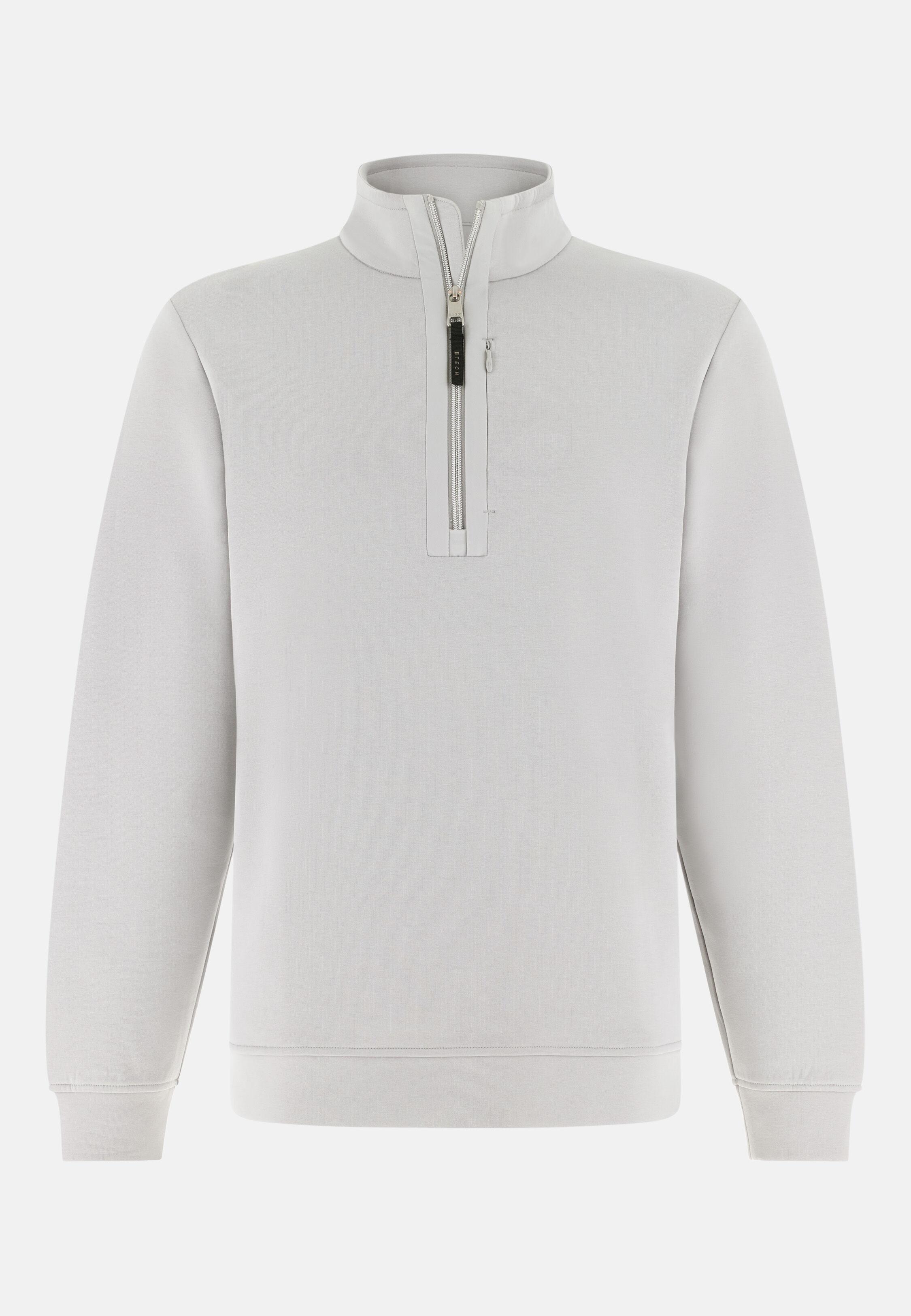 Half Zip Sweatshirt In Lightweight Scuba White, 3901_ICE, large image number 3
