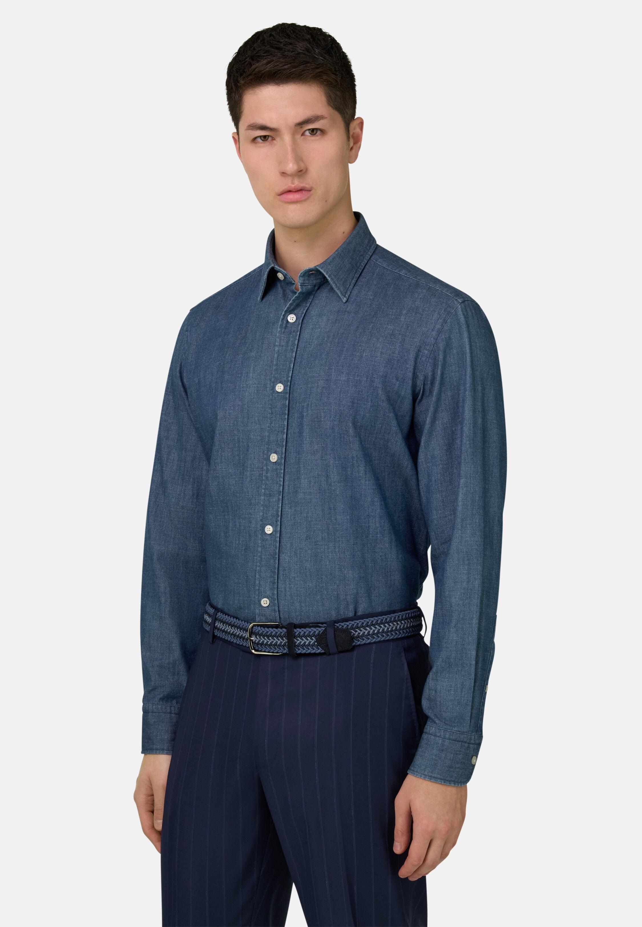 Regular Fit Cotton Denim Shirt Medium Blue, Medium Blue, medium