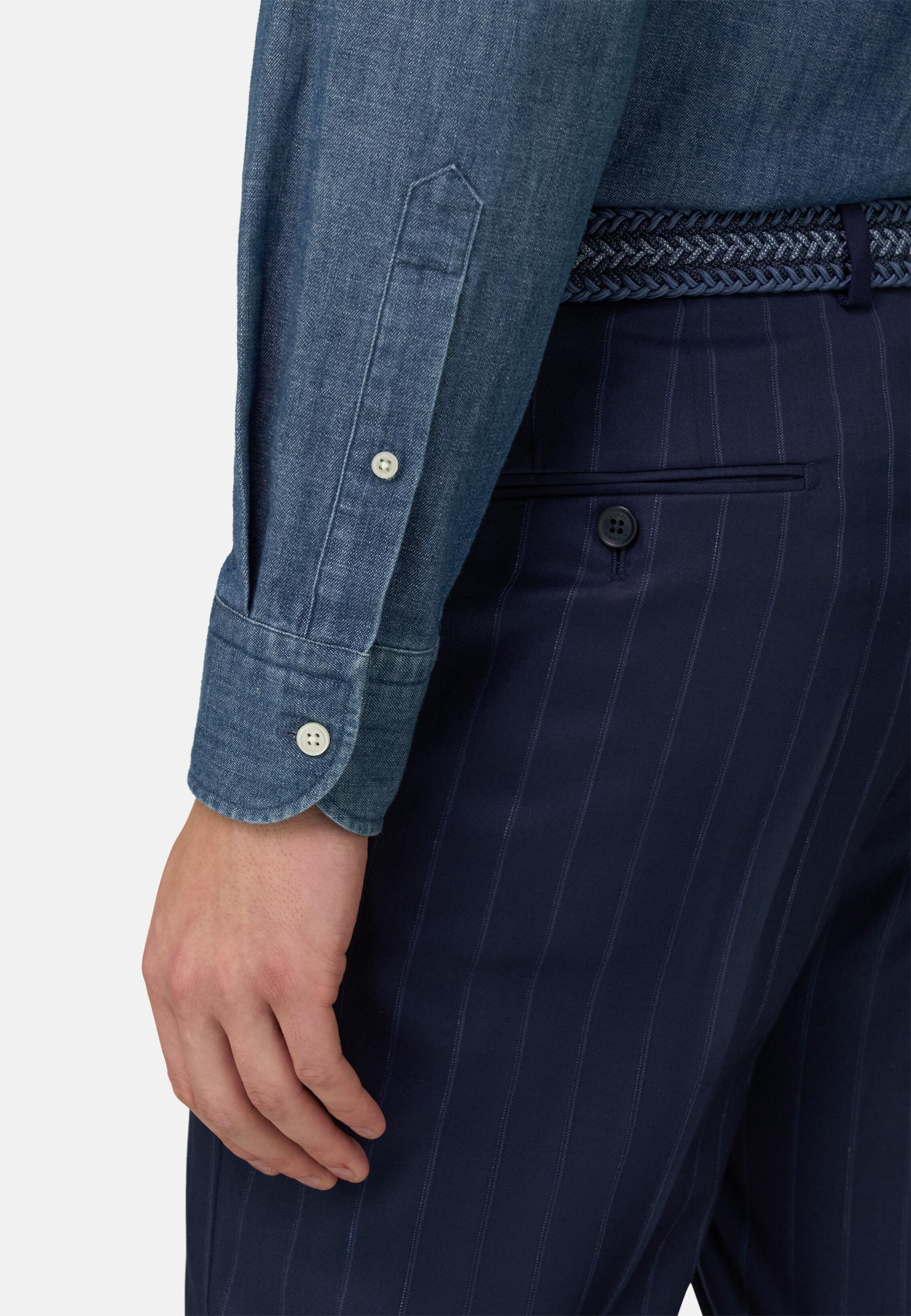 Shirt With Bowling Collar Blue, 3901_MDBL, large image number 2