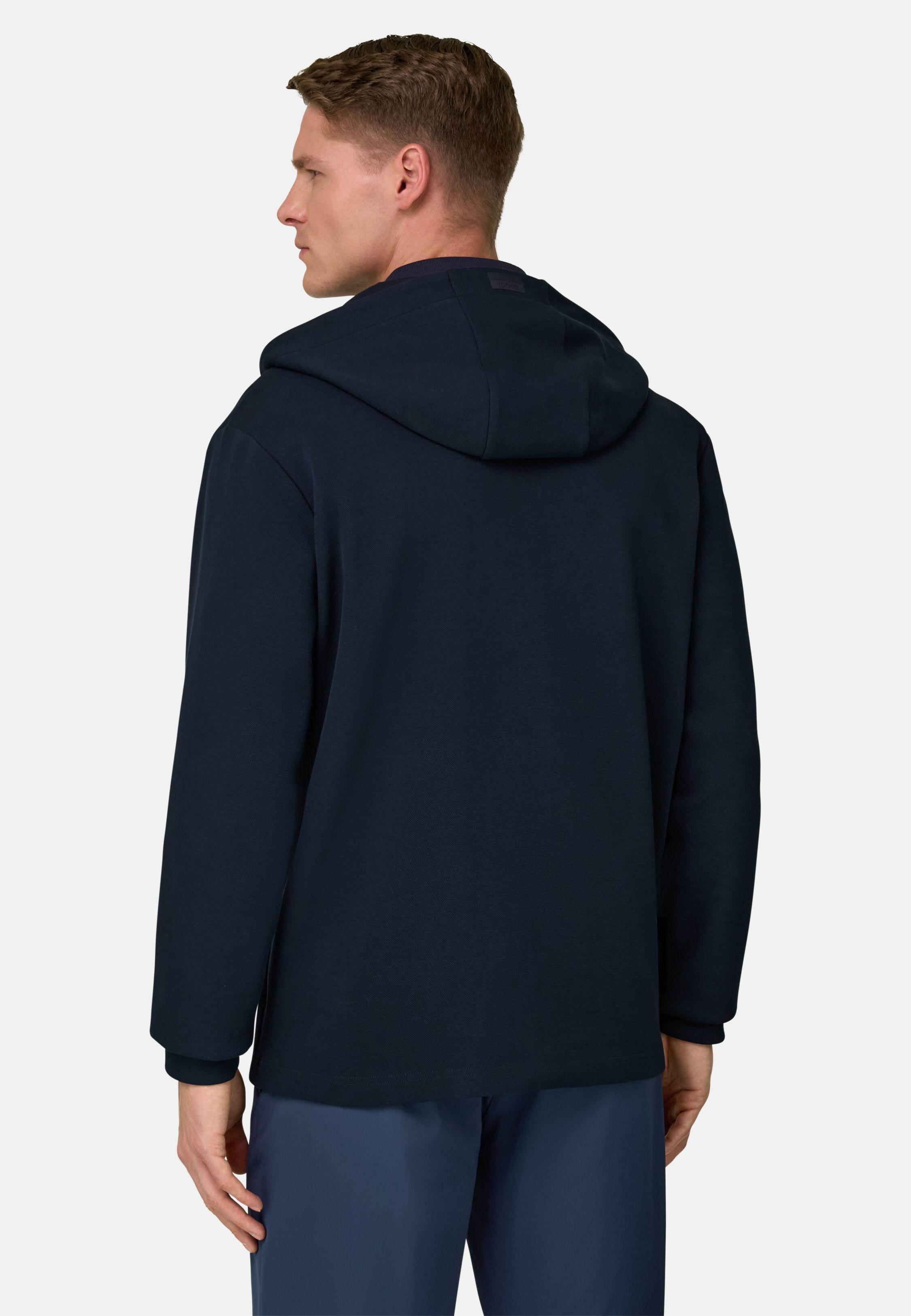 سويت شيرت بسحاب كامل سكوبا بيكيه بخليط قطن خفيف أزرق, Navy blue, large image number 1
