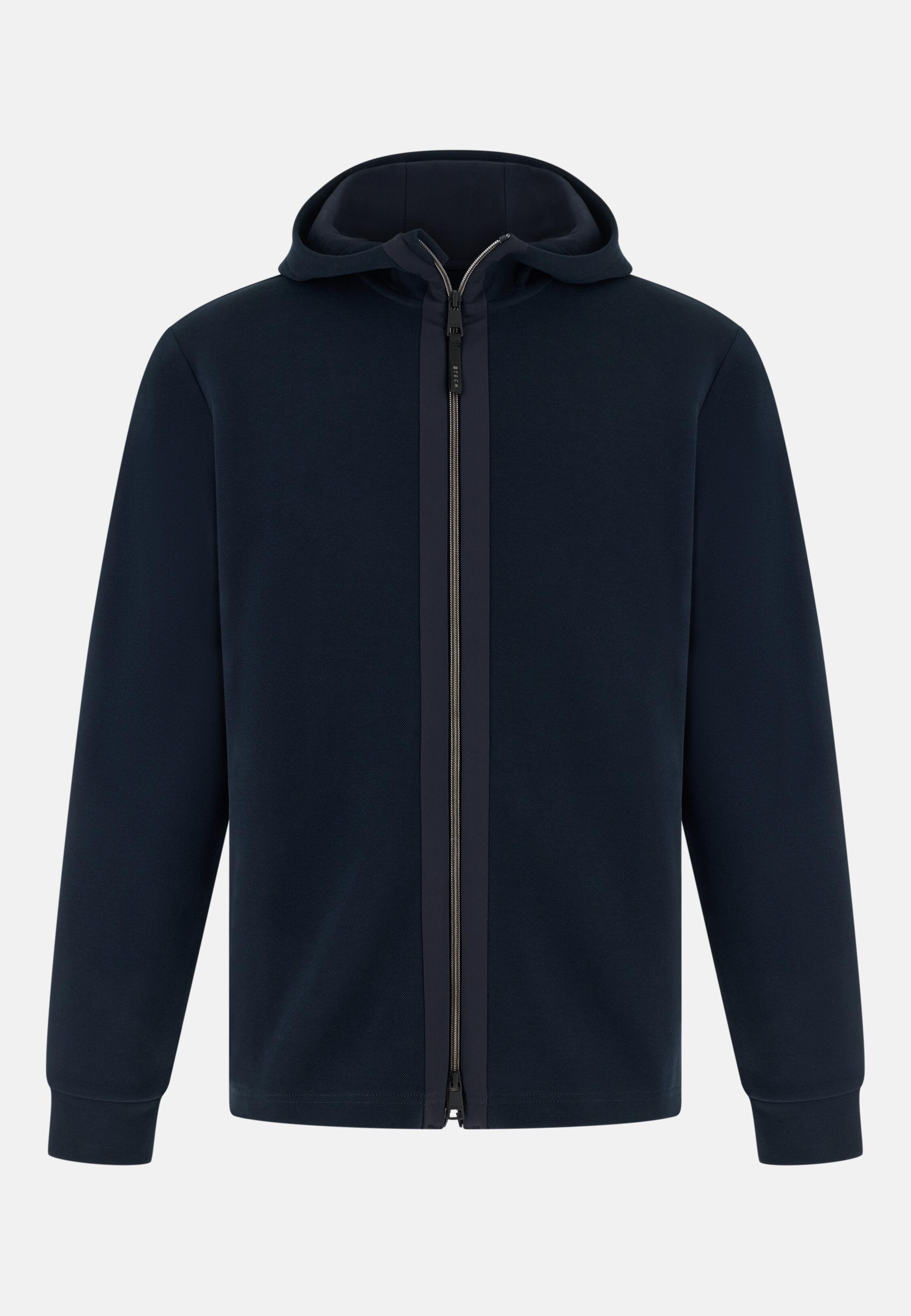 سويت شيرت بسحاب كامل سكوبا بيكيه بخليط قطن خفيف أزرق, 3901_NAVY, large image number 3