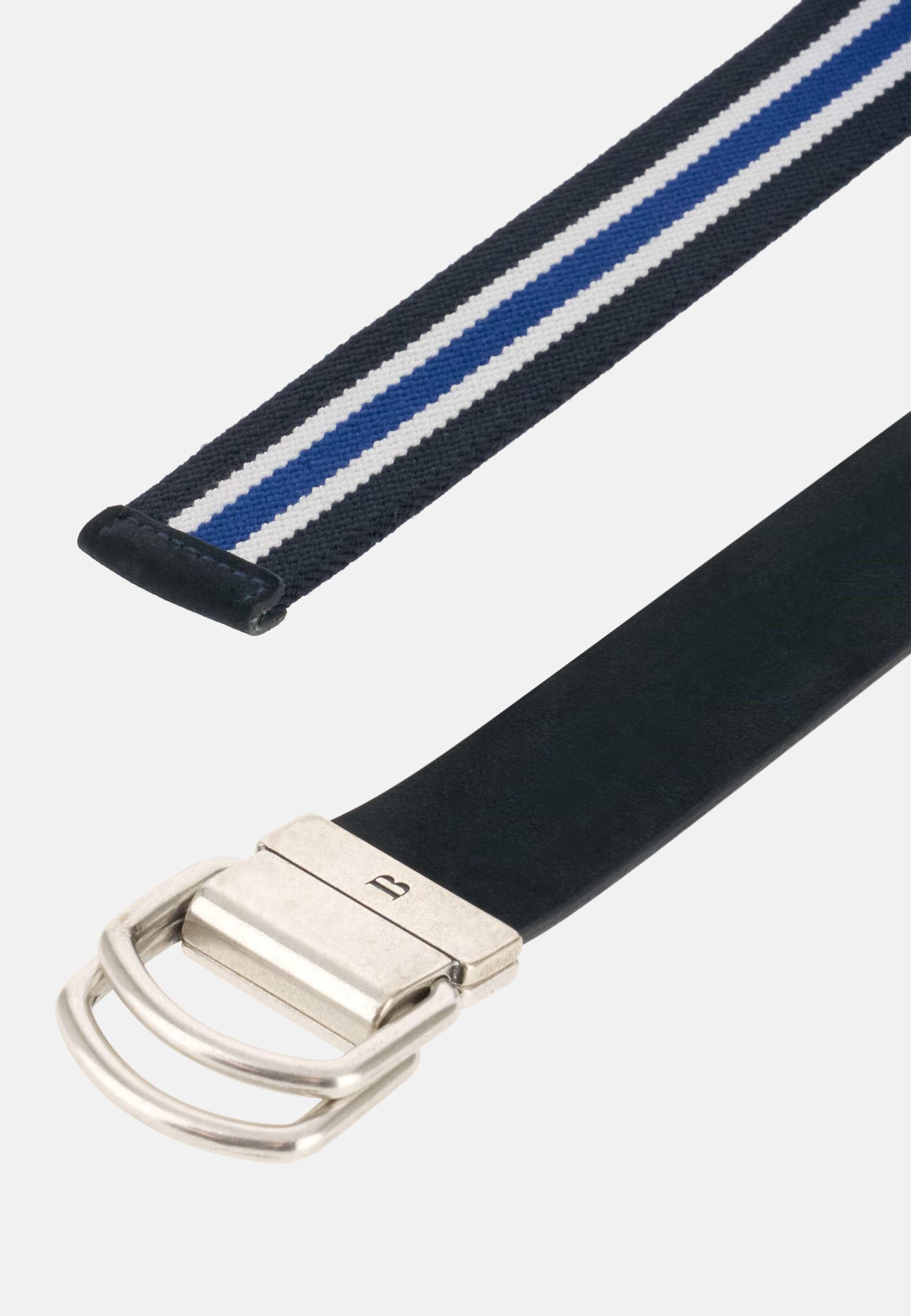 Leather Belt With Stretch Band Navy blue, Navy blue, medium
