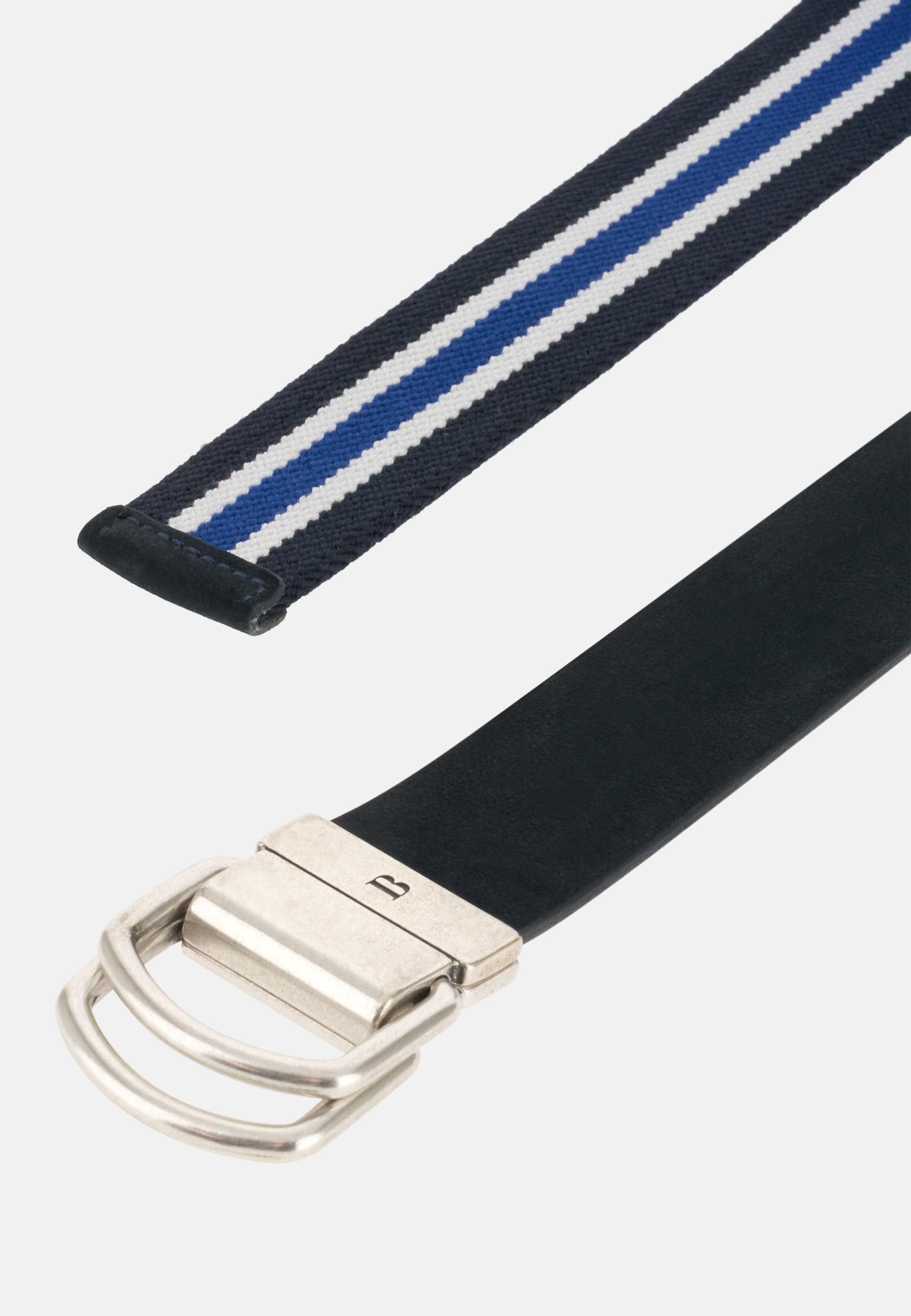 Leather Belt With Stretch Band Navy blue, Navy blue, medium