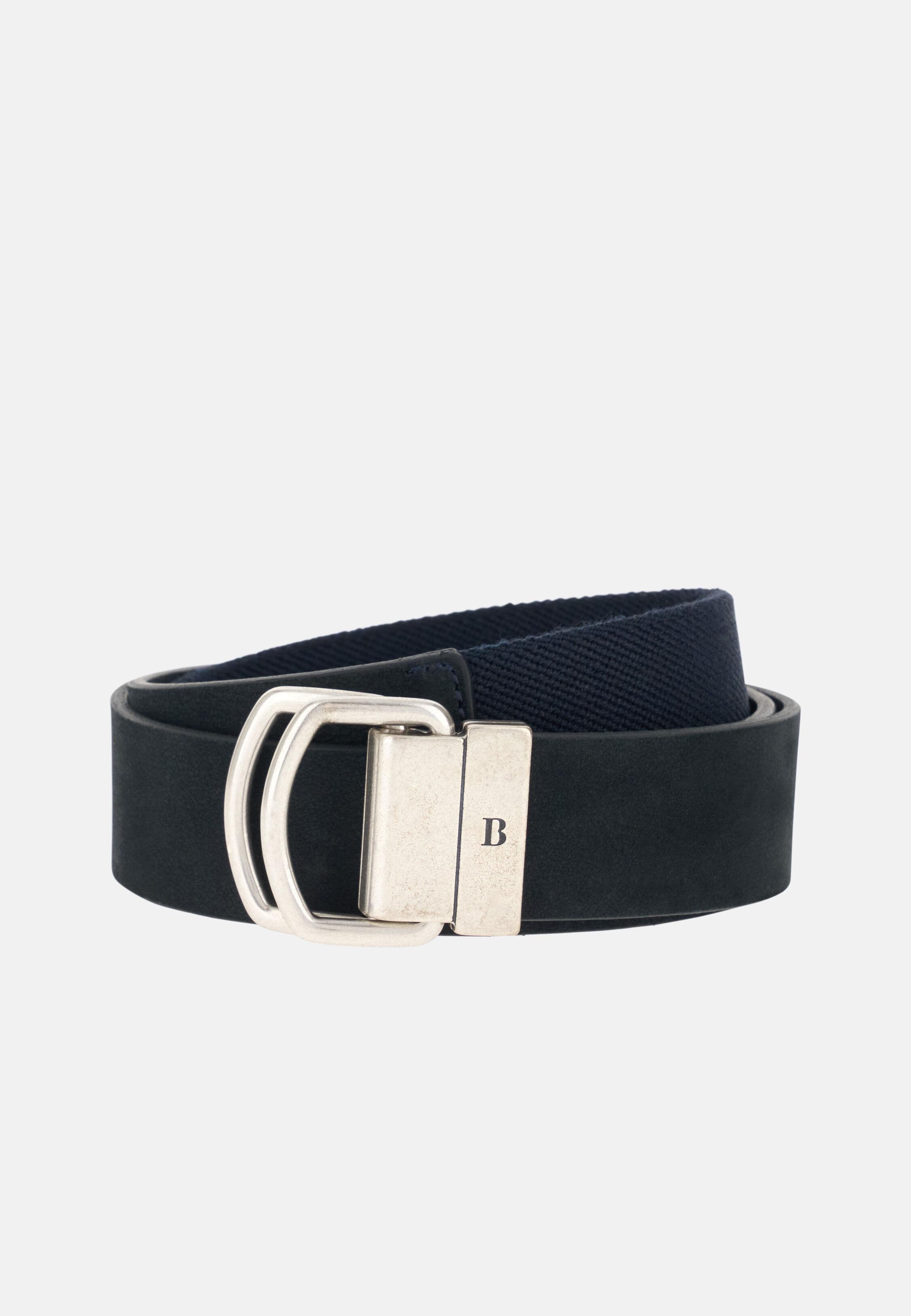 حزام جلدي مع شريط مطاطي كحلي, Navy blue, medium