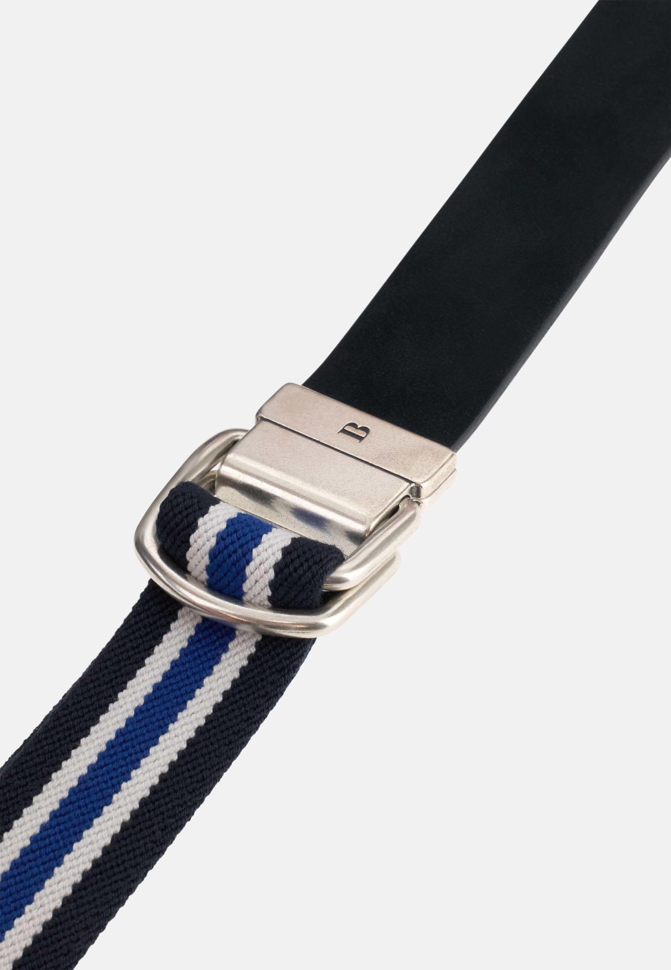 Leather Belt With Stretch Band Navy blue, Navy blue, medium