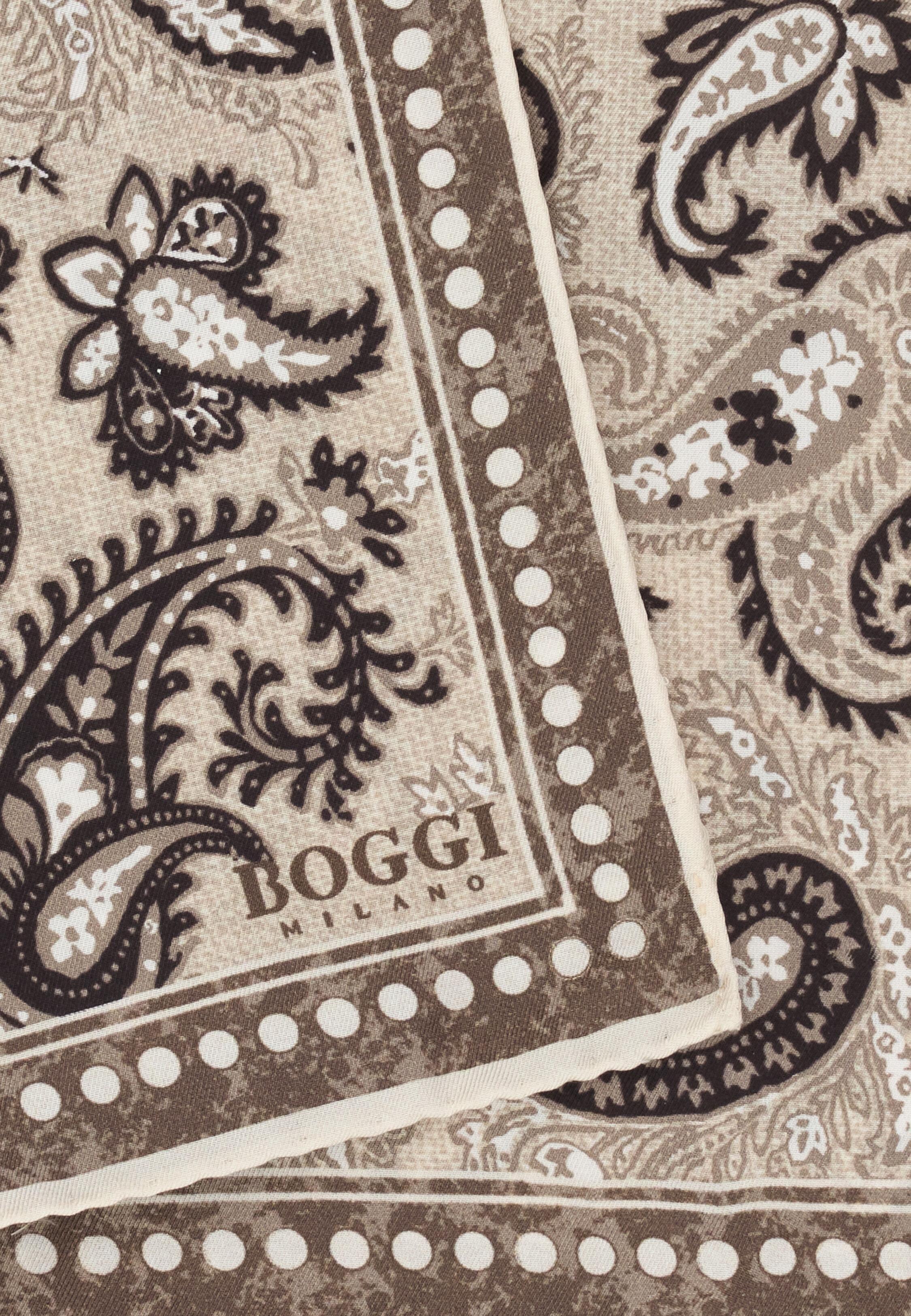 Paisley Print Silk Pocket Square, Taupe, Taupe, large image number 2