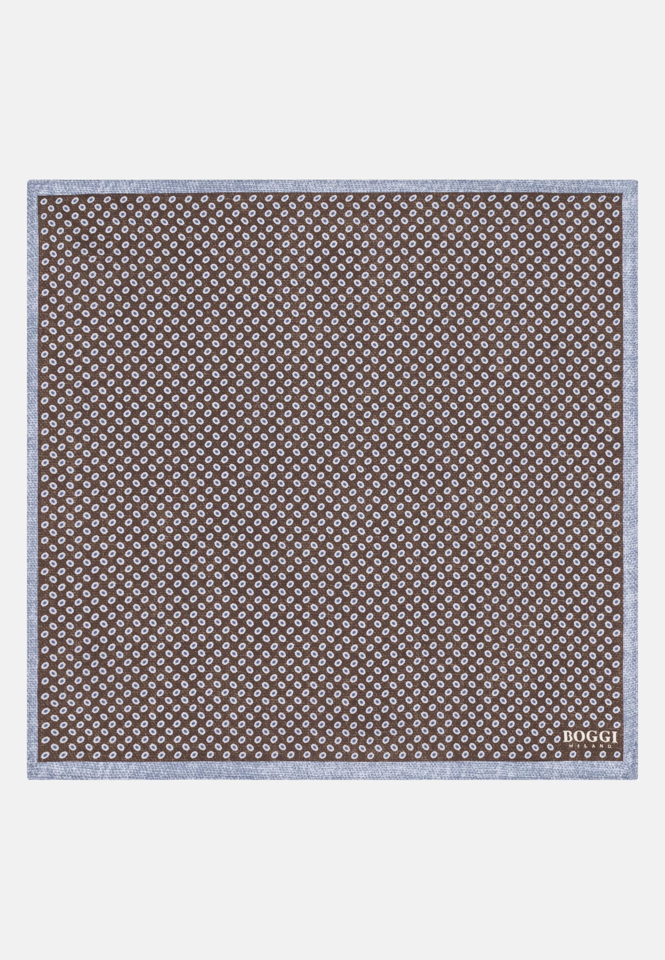 Micro Geometric Silk Pocket Square Brown, Brown, large