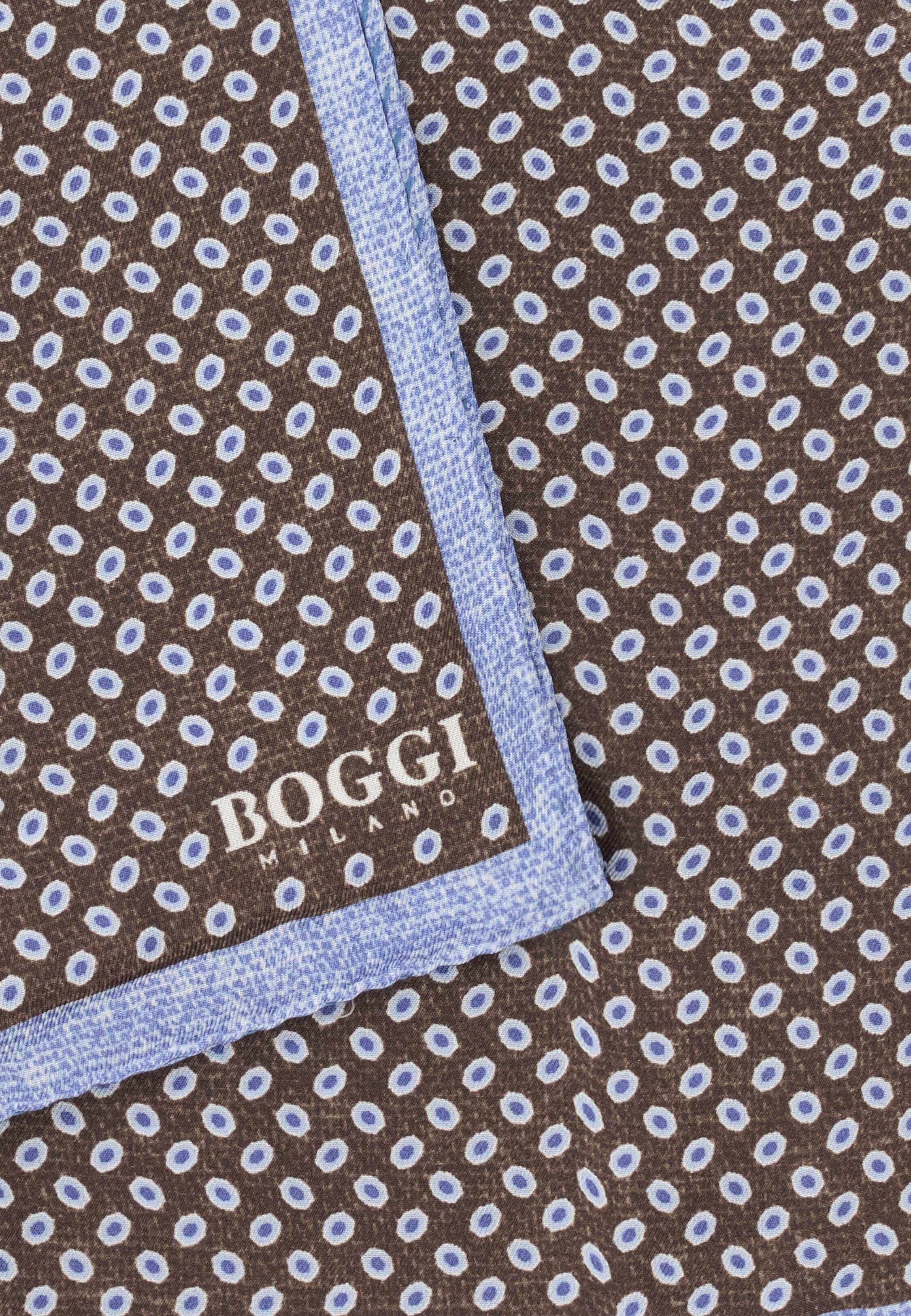 Micro Geometric Silk Pocket Square Brown, 3901_BROW, large image number 1