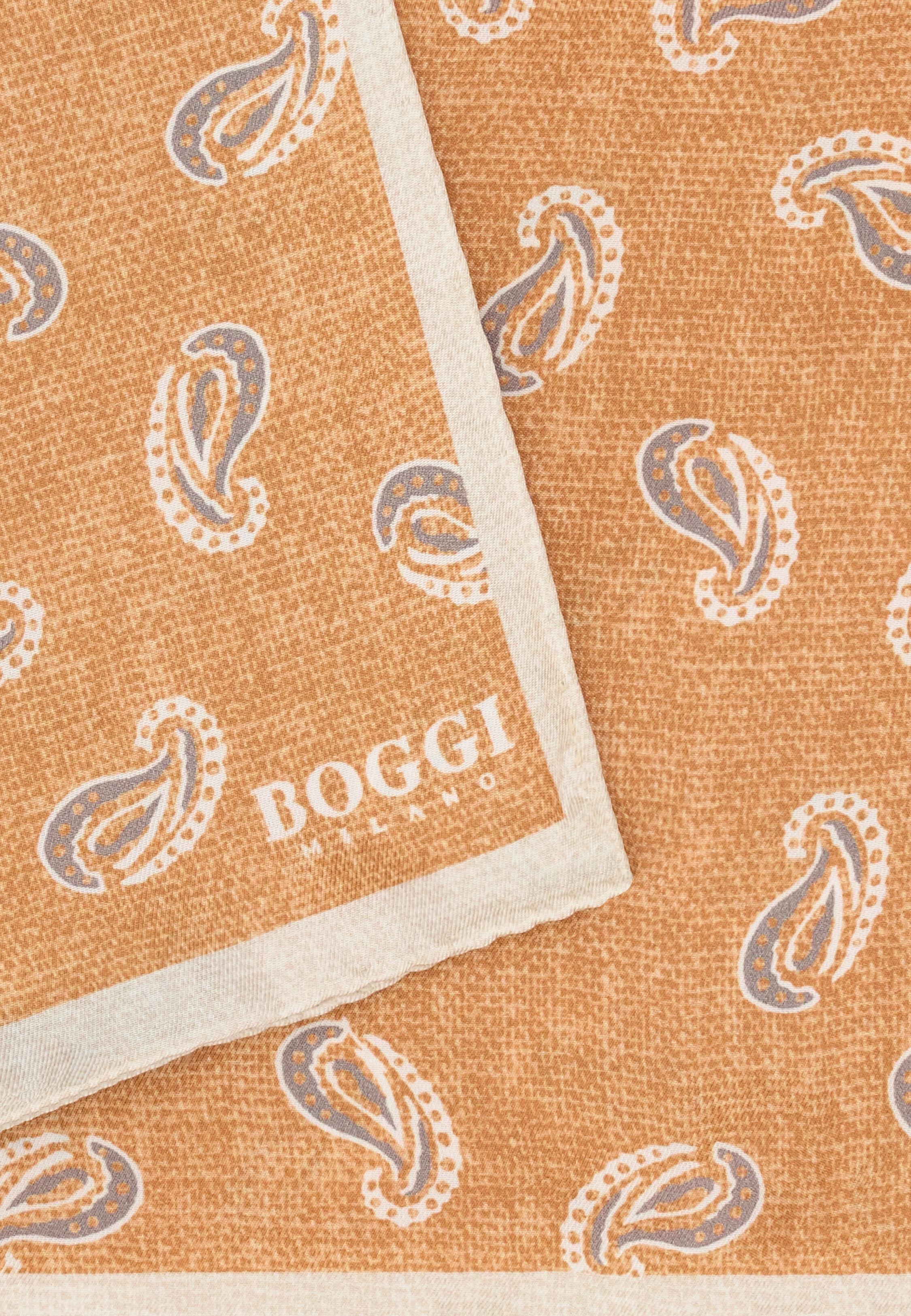 Paisley Print Silk Pocket Square Orange, 3901_ORAN, large image number 1